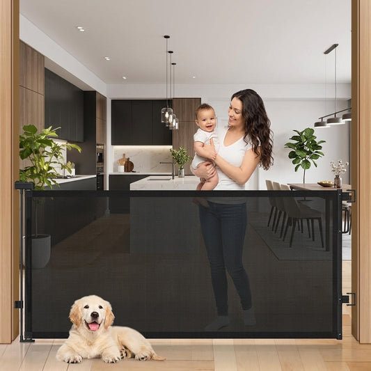 Retractable Baby Safety Gate | 58" Extra Wide Mesh Gate for Kids & Pets 🚚