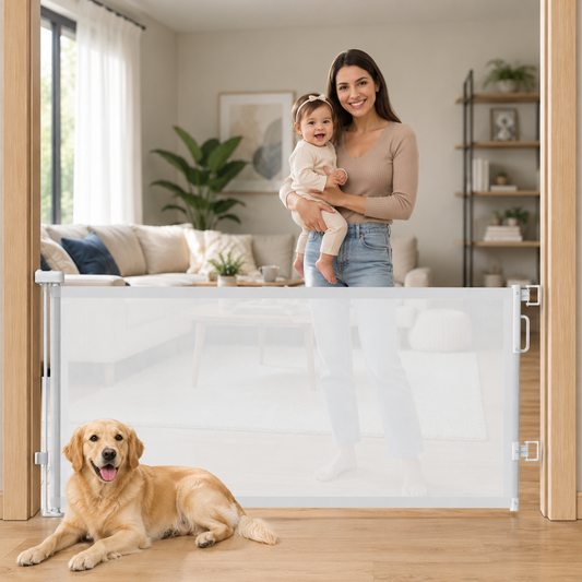 Retractable Baby Safety Gate | 58" Extra Wide Mesh Gate for Kids & Pets 🚚
