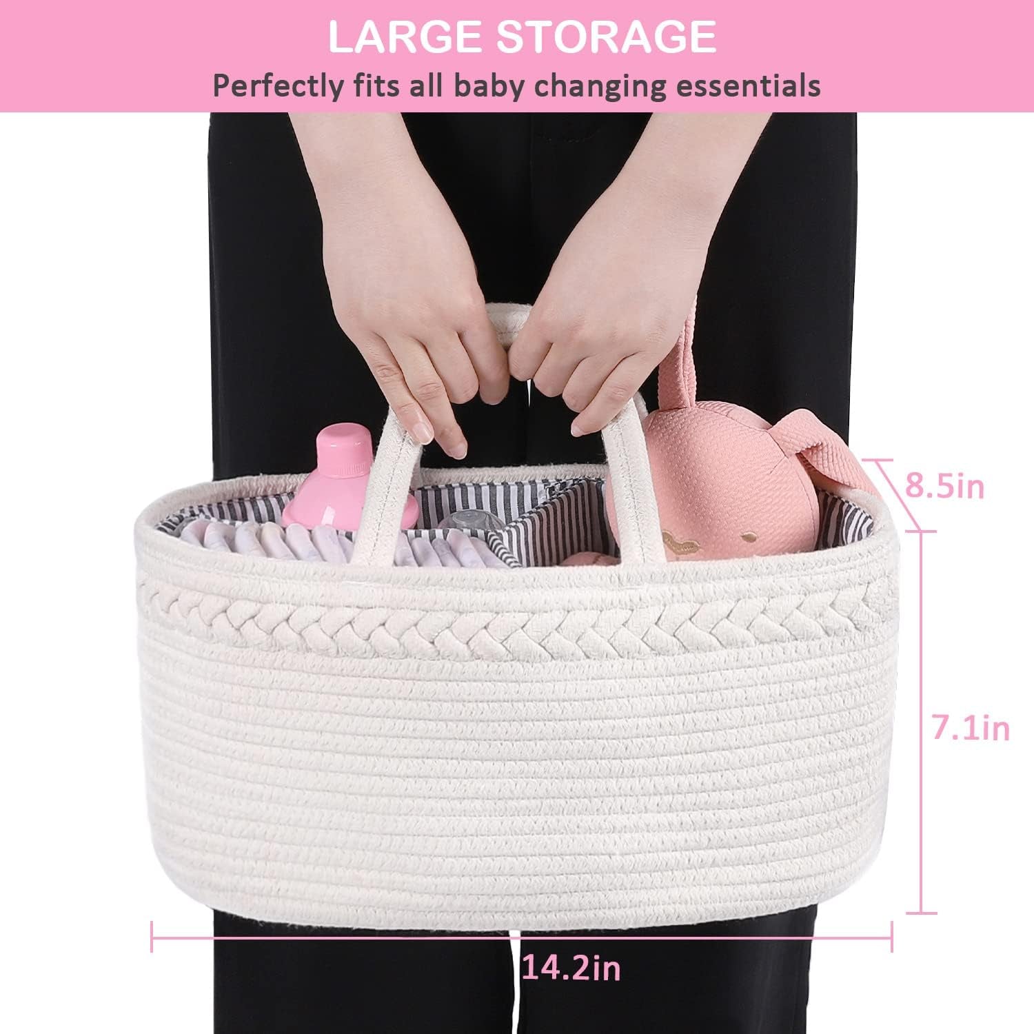 Baby Diaper Caddy Organizer | Portable Nursery Storage Basket