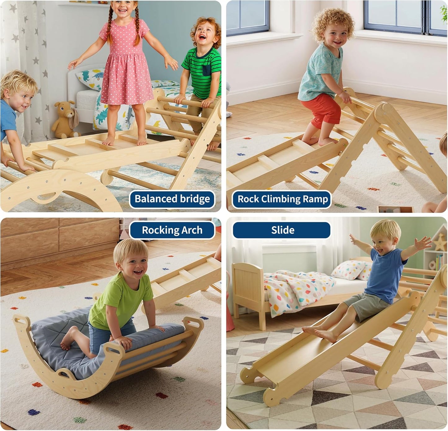 Wooden Climbing Adventure Set | Foldable Indoor Play Gym for Active Toddlers