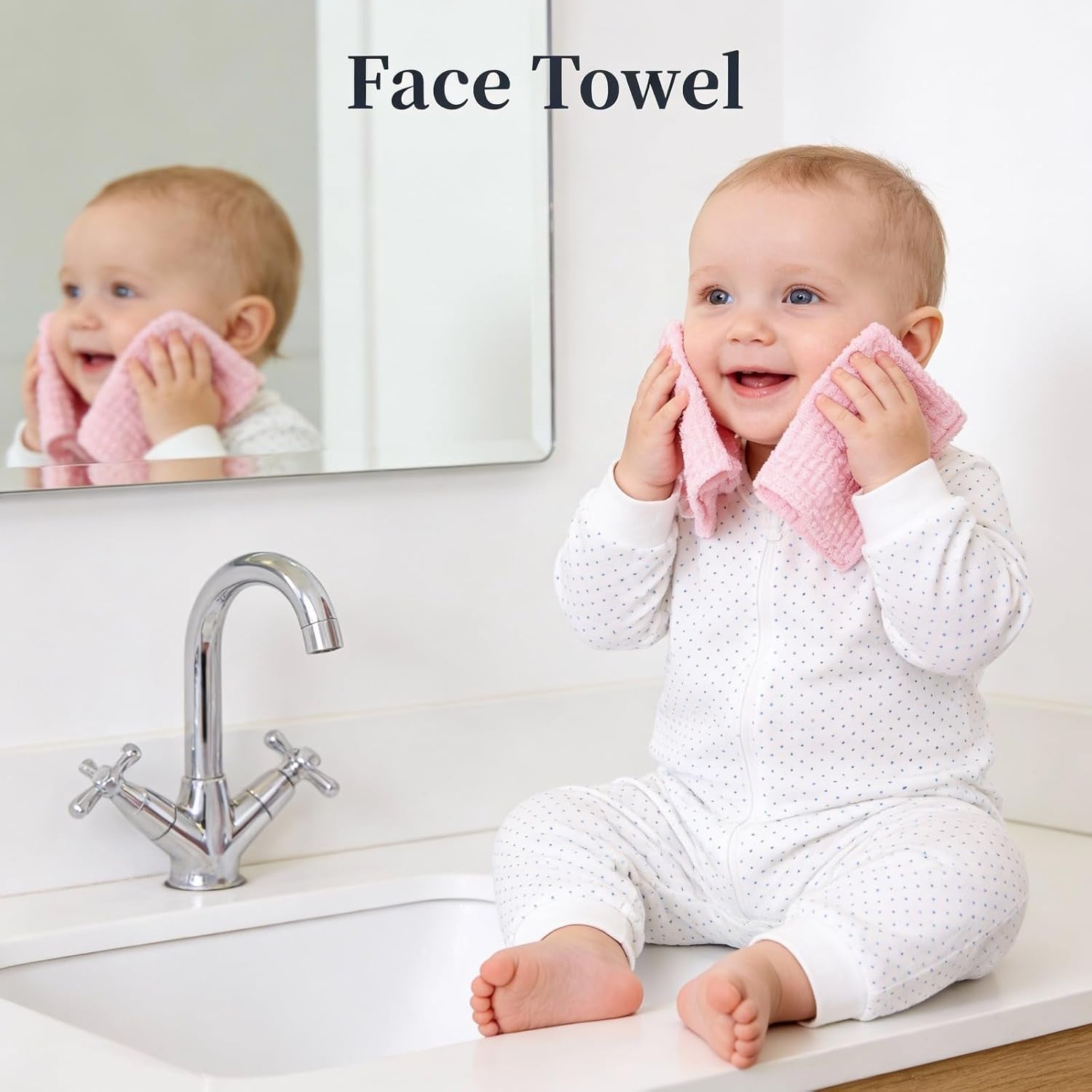 Baby Muslin Washcloths (5-Pack) – 100% Cotton Soft & Absorbent Face Towels for Newborns 