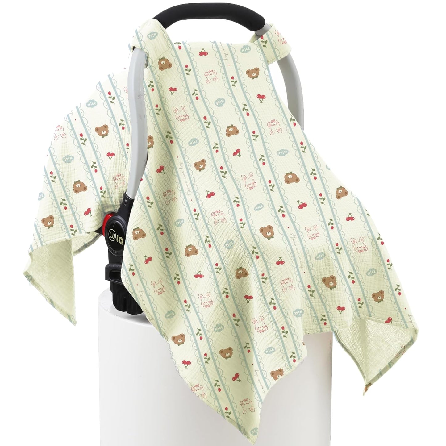 Muslin Baby Car Seat Cover – 100% Cotton Breathable Canopy for Sun & Privacy Protection 🌿