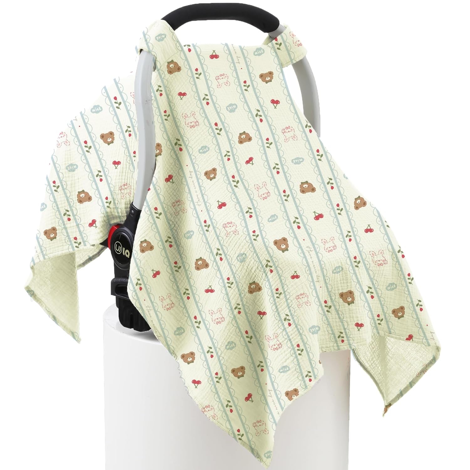 Muslin Baby Car Seat Cover – 100% Cotton Breathable Canopy for Sun & Privacy Protection 🌿