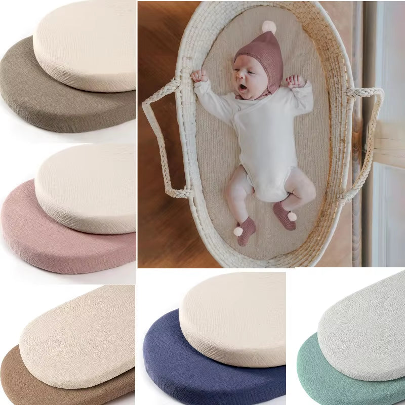 Cozy and Stylish 2-Pack Muslin Bassinet Sheets - Breathable Cotton Cradle Mattress Covers for Your Newborn