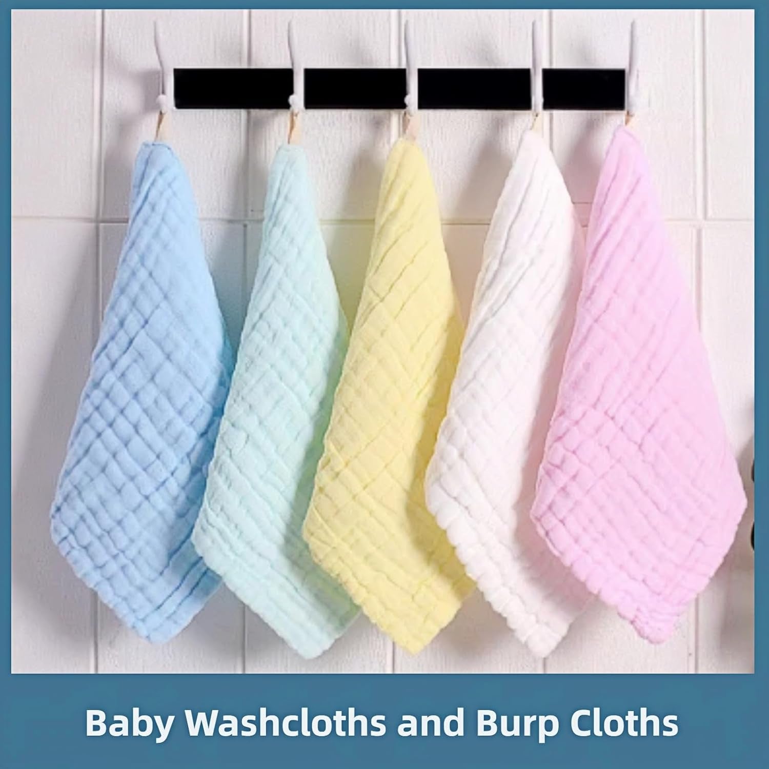Baby Muslin Washcloths (5-Pack) – 100% Cotton Soft & Absorbent Face Towels for Newborns 