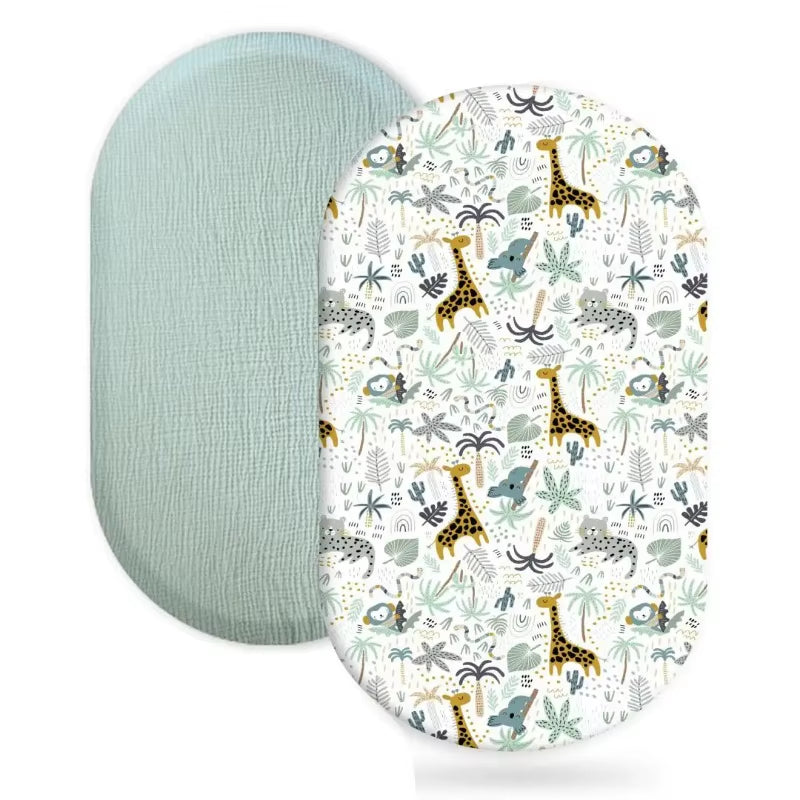 Cozy and Stylish 2-Pack Muslin Bassinet Sheets - Breathable Cotton Cradle Mattress Covers for Your Newborn