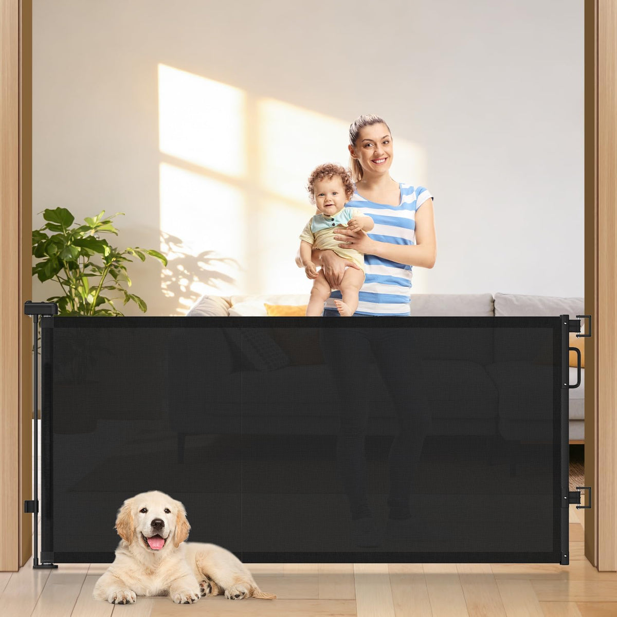 Retractable Baby Safety Gate | 58" Extra Wide Mesh Gate for Kids & Pets 🚚