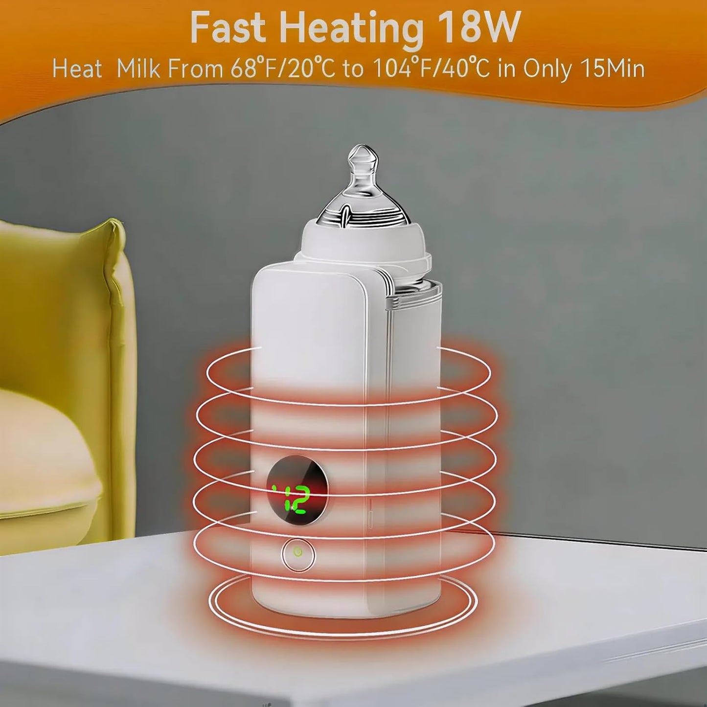 Ultimate Portable Baby Bottle Warmer: Fast Heating, Precise Temperature Control & Cordless Convenience for On-the-Go Parents