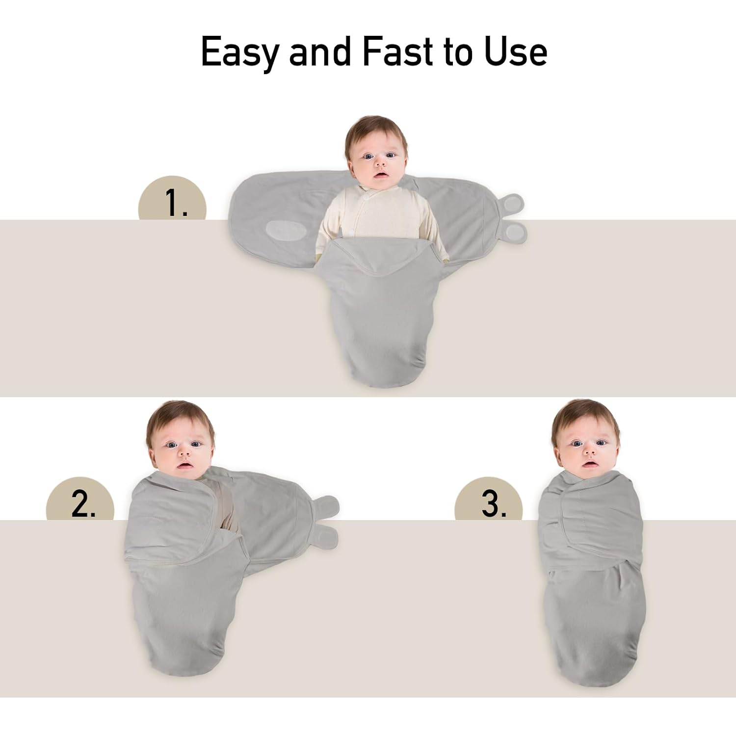 Organic Cotton Baby Swaddle Set (3-Pack) | Soft & Adjustable Newborn Wraps 0–3 Months