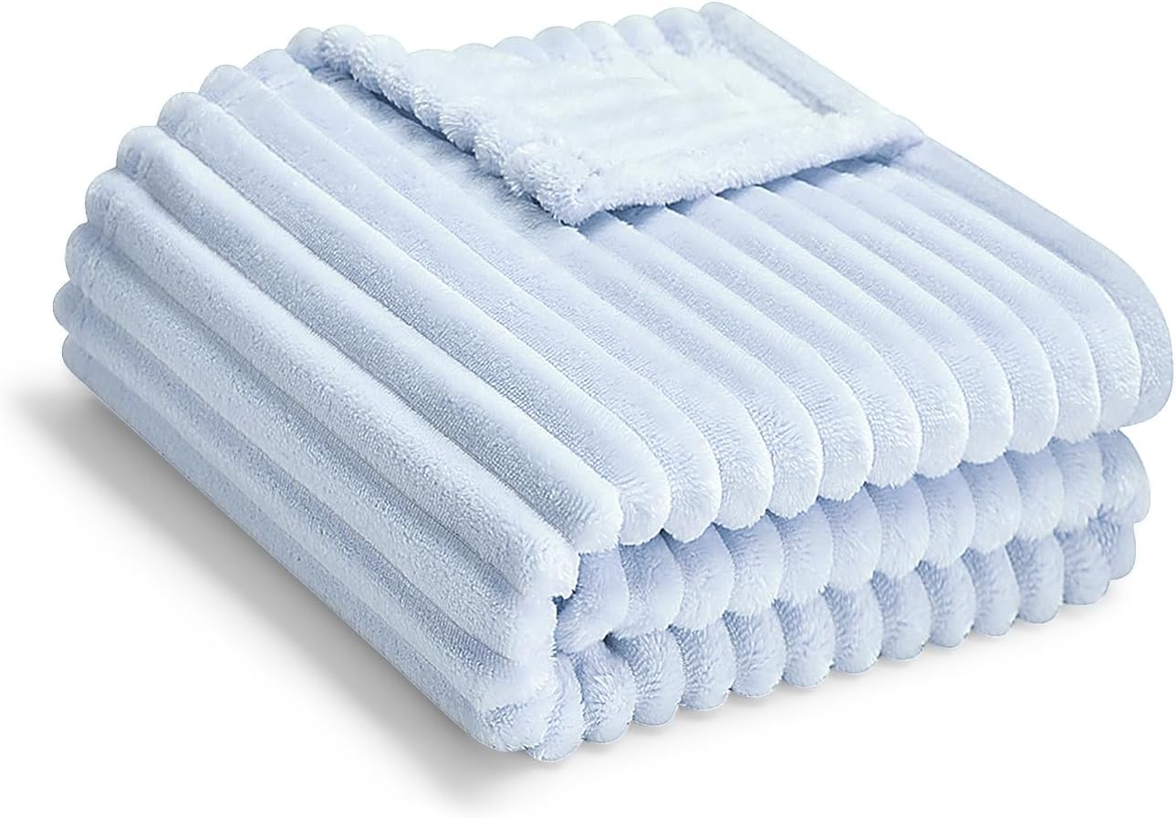 Soft Baby Fleece Blanket – Warm Lightweight Reversible Striped Blanket 30x40