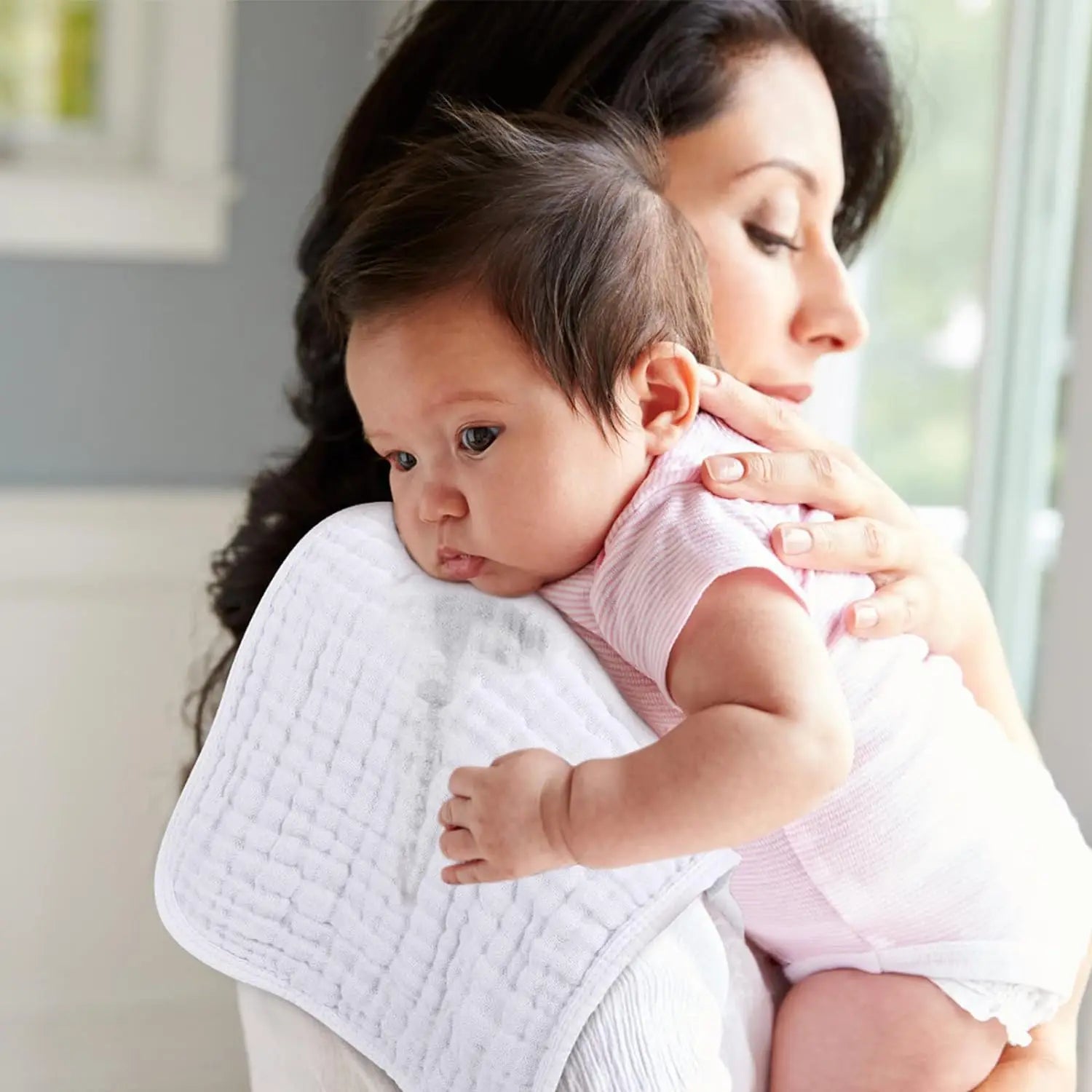 6 Pack of Extra Soft & Absorbent 20''X10'' Muslin Baby Burp Cloths - 100% Cotton Washable Face Towels for Infants