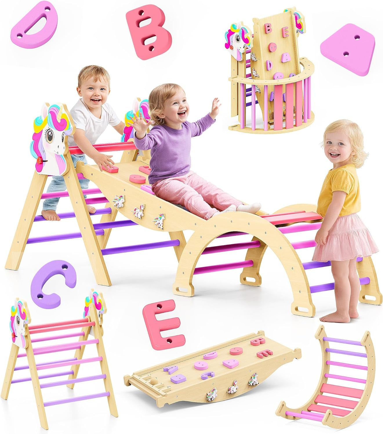 ✨ Inspire active play, creativity, and confidence with this 9-in-1 Wooden Pikler Triangle Climber Set. Designed to develop balance, coordination, motor skills, and independent learning through safe, screen-free fun.
