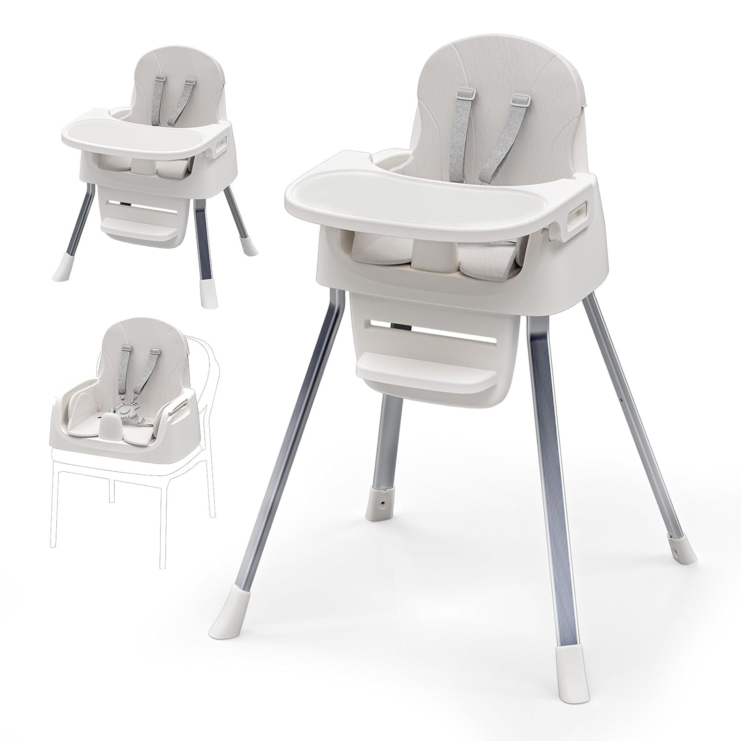 Portable Baby Highchair for Months Infants and Toddlers with 5 Point Harness Convertible Comfortable Seat for Cozy Eating Table Sit up High Chair and Seats for Sitting up Back Booster Feeding Chairs