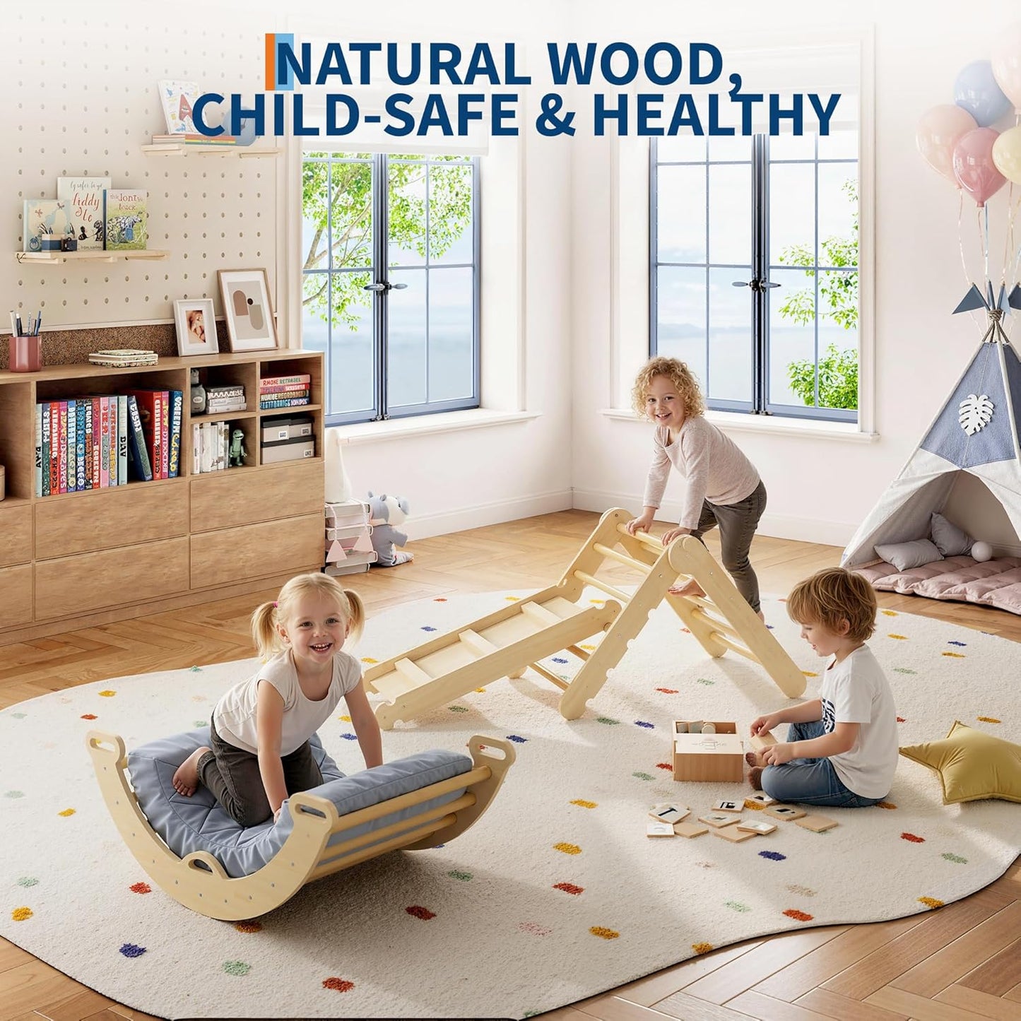 Wooden Climbing Adventure Set | Foldable Indoor Play Gym for Active Toddlers