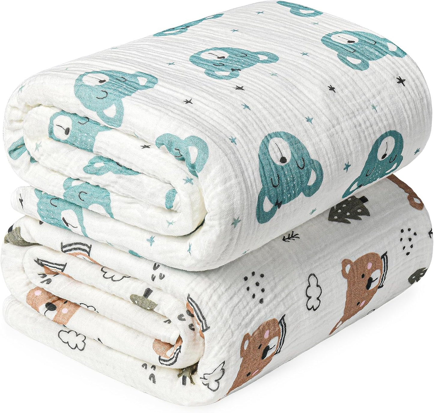 Muslin Swaddle Blankets 2-Pack | Soft & Breathable Baby Receiving Blankets
