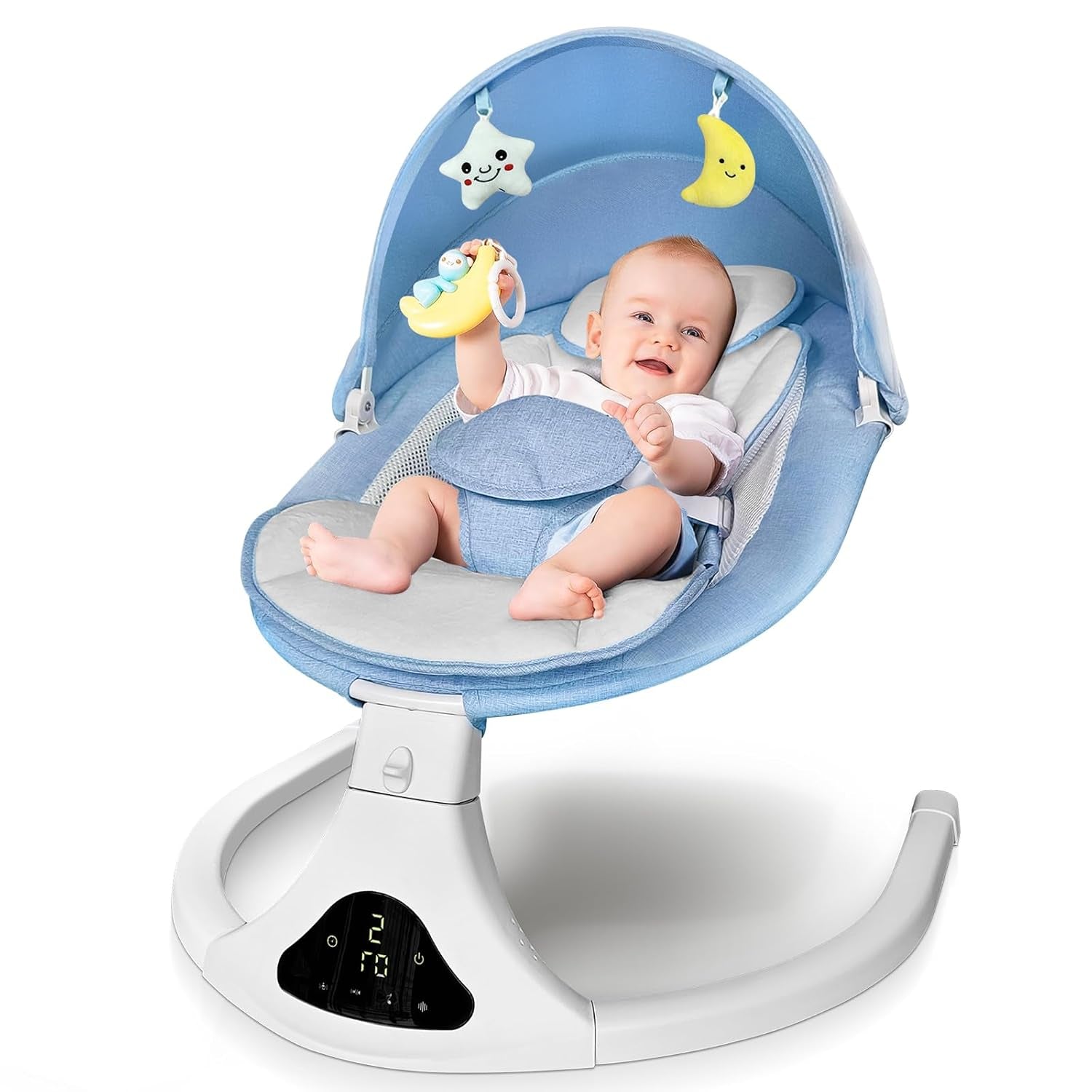 Electric Baby Swing for Infants to Toddler| Portable Infant Swing with Remote Control, Rocker with 5 Speeds, 3-Point Harness for Baby Boy Girl (Black)