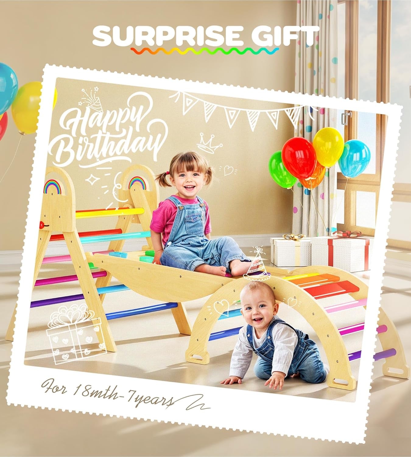 ✨ Inspire active play, creativity, and confidence with this 9-in-1 Wooden Pikler Triangle Climber Set. Designed to develop balance, coordination, motor skills, and independent learning through safe, screen-free fun.