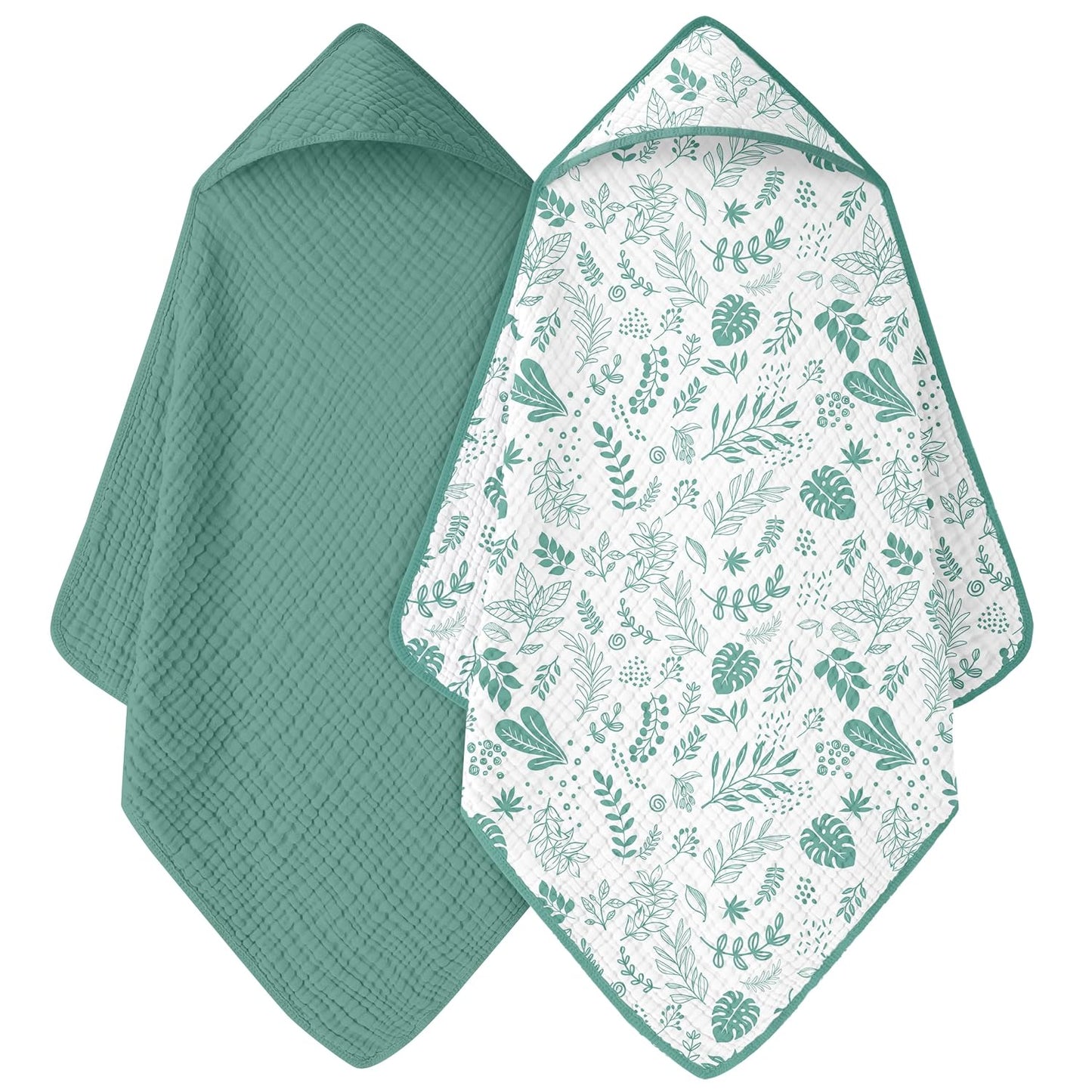 2 Pack Muslin Cotton Hooded Baby Towels 32x32" Soft Absorbent Bath Towels 🚚
