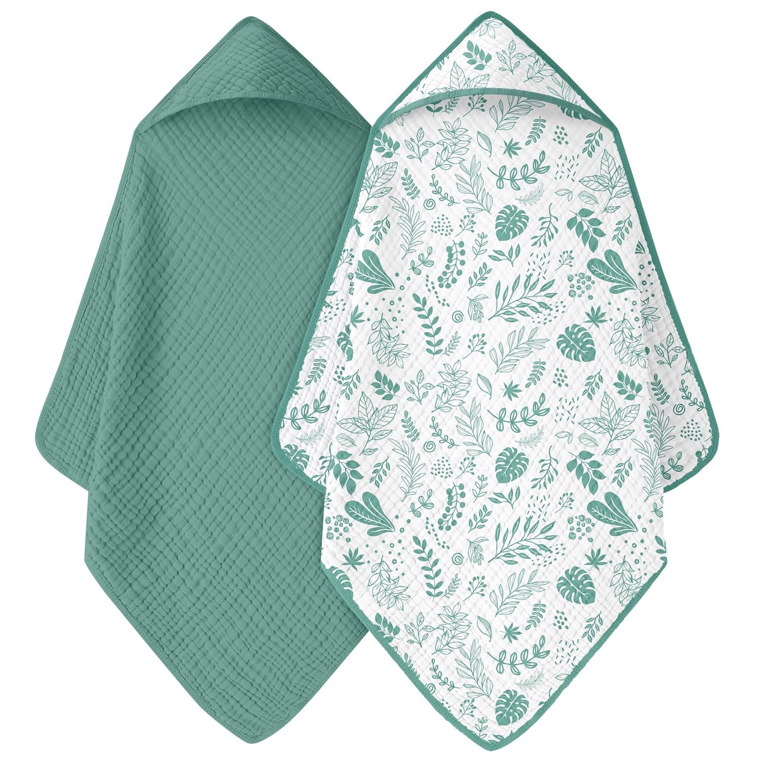 2 Pack Muslin Cotton Hooded Baby Towels 32x32" Soft Absorbent Bath Towels 🚚