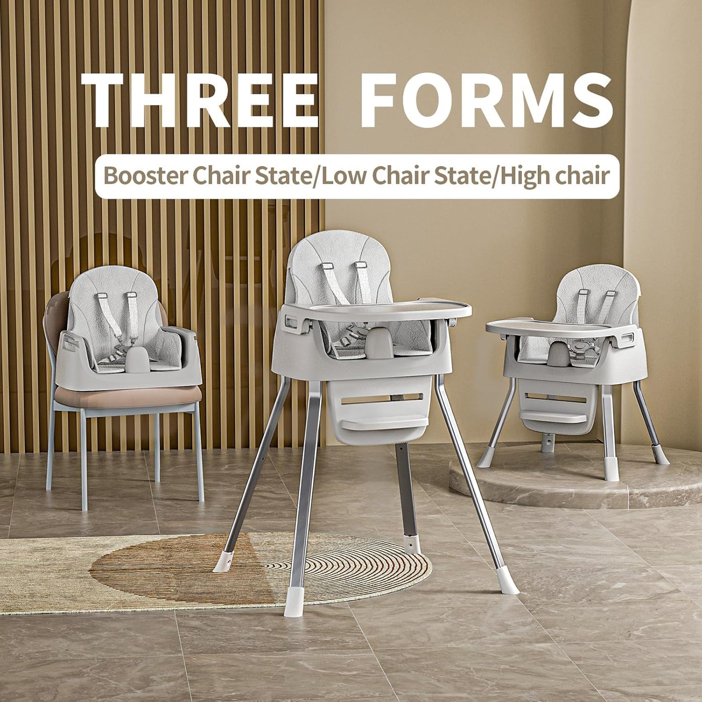Portable Baby Highchair for Months Infants and Toddlers with 5 Point Harness Convertible Comfortable Seat for Cozy Eating Table Sit up High Chair and Seats for Sitting up Back Booster Feeding Chairs