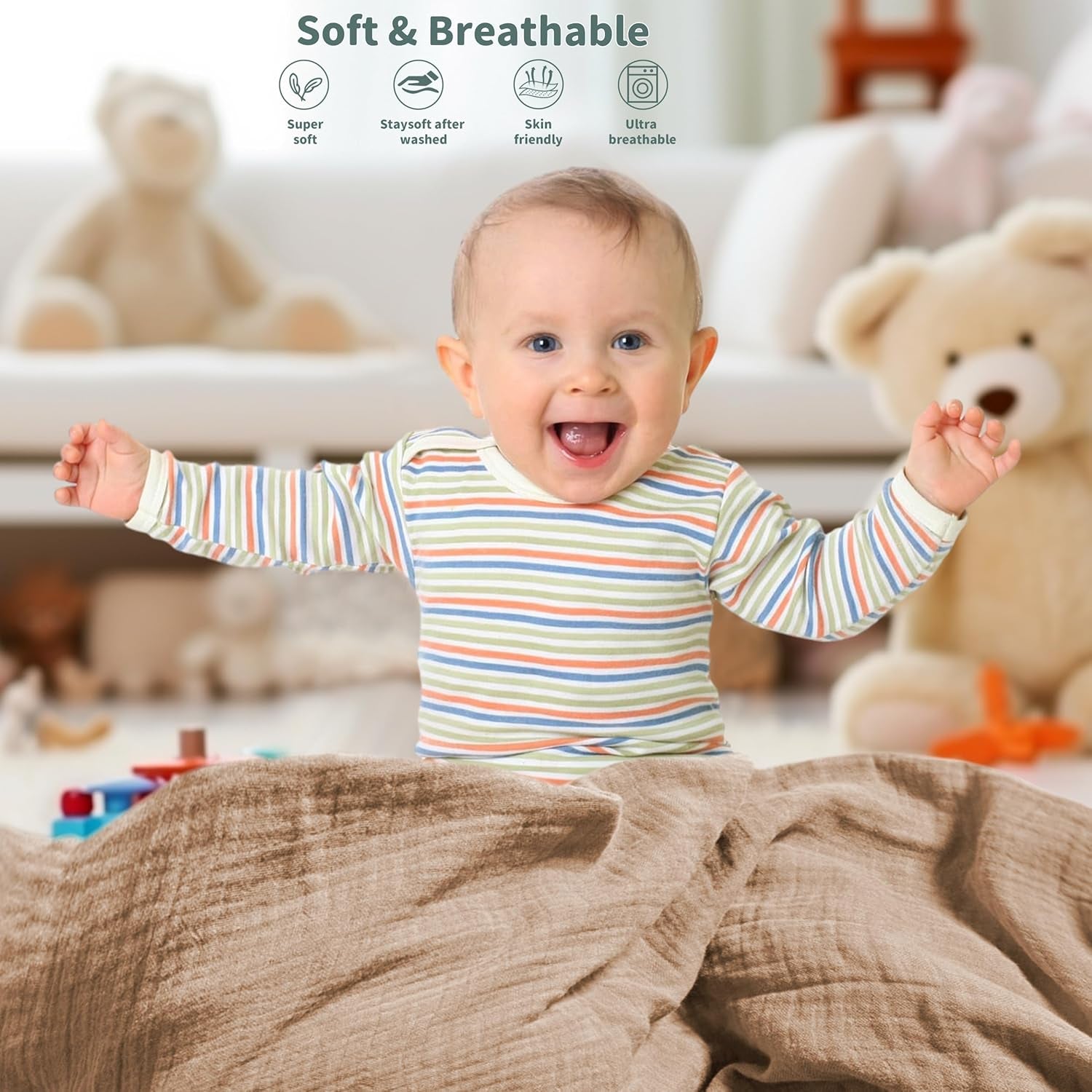 Muslin Swaddle Blankets 2-Pack | Soft & Breathable Baby Receiving Blankets