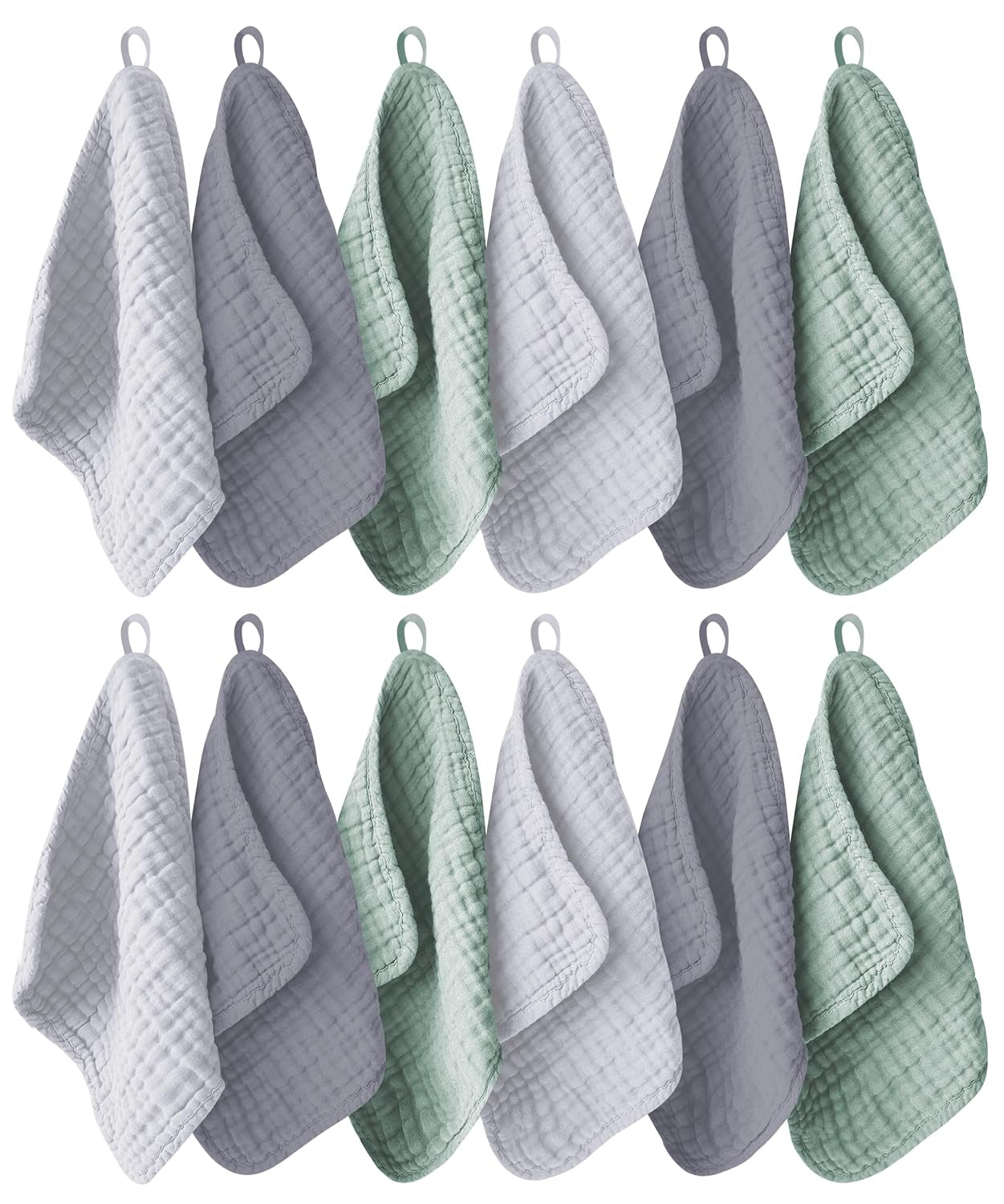 Muslin Baby Washcloths 12-Pack | Ultra-Soft Cotton Cloths for Everyday Care