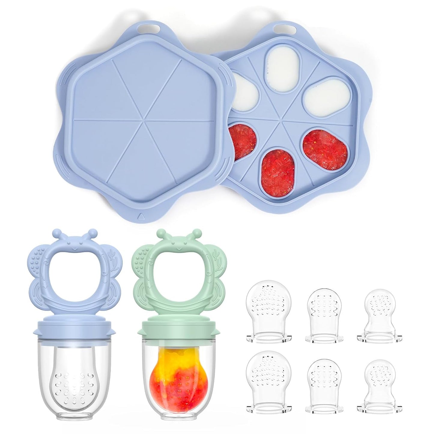  Silicone Baby Food Feeder Set | Safe Self-Feeding & Teething Relief (2-Pack)