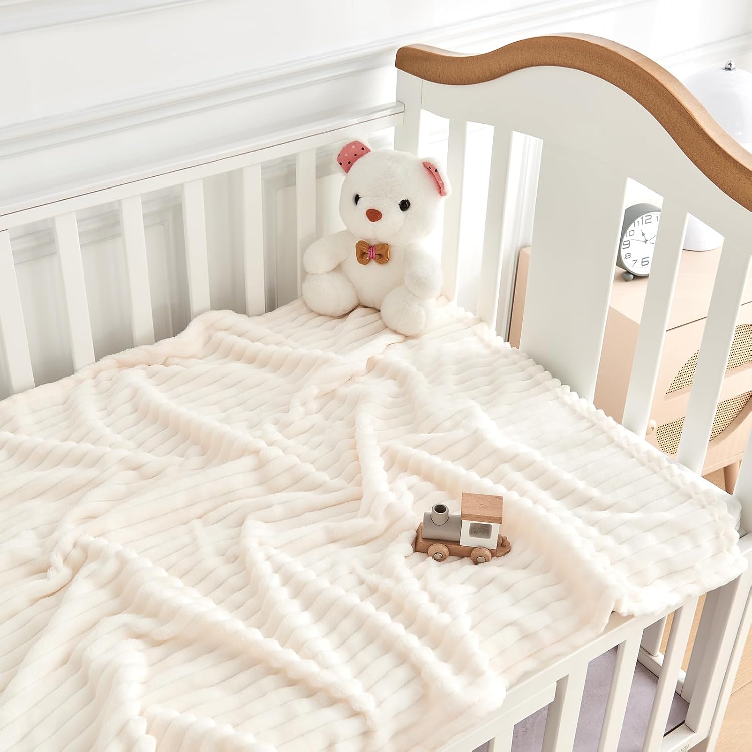 Soft Baby Fleece Blanket – Warm Lightweight Reversible Striped Blanket 30x40