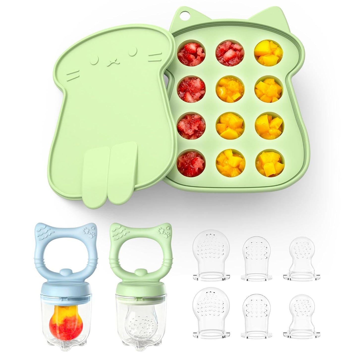  Silicone Baby Food Feeder Set | Safe Self-Feeding & Teething Relief (2-Pack)