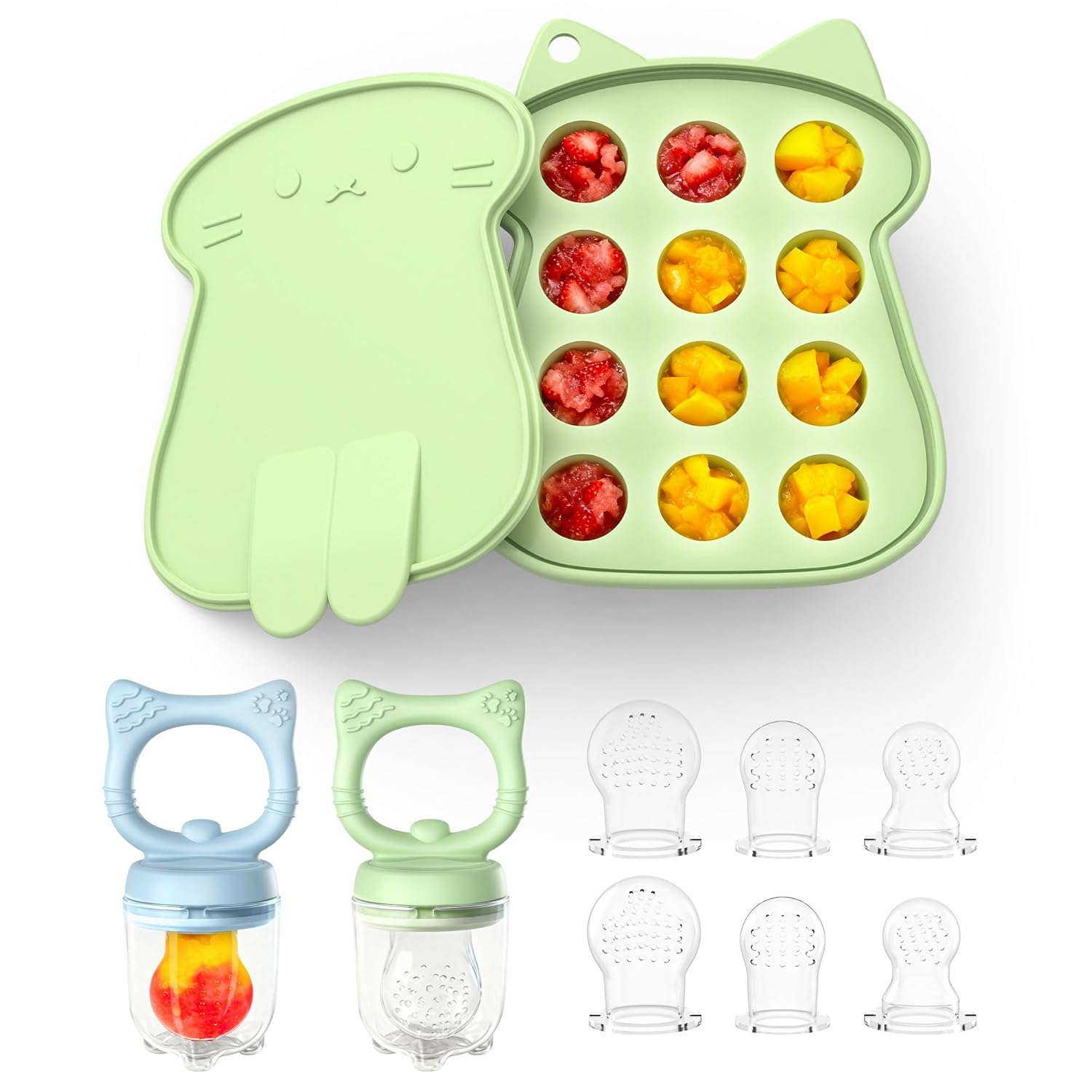 Silicone Baby Food Feeder Set | Safe Self-Feeding & Teething Relief (2-Pack)