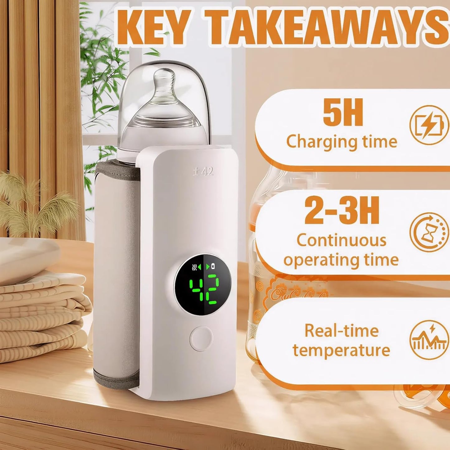 Ultimate Portable Baby Bottle Warmer: Fast Heating, Precise Temperature Control & Cordless Convenience for On-the-Go Parents