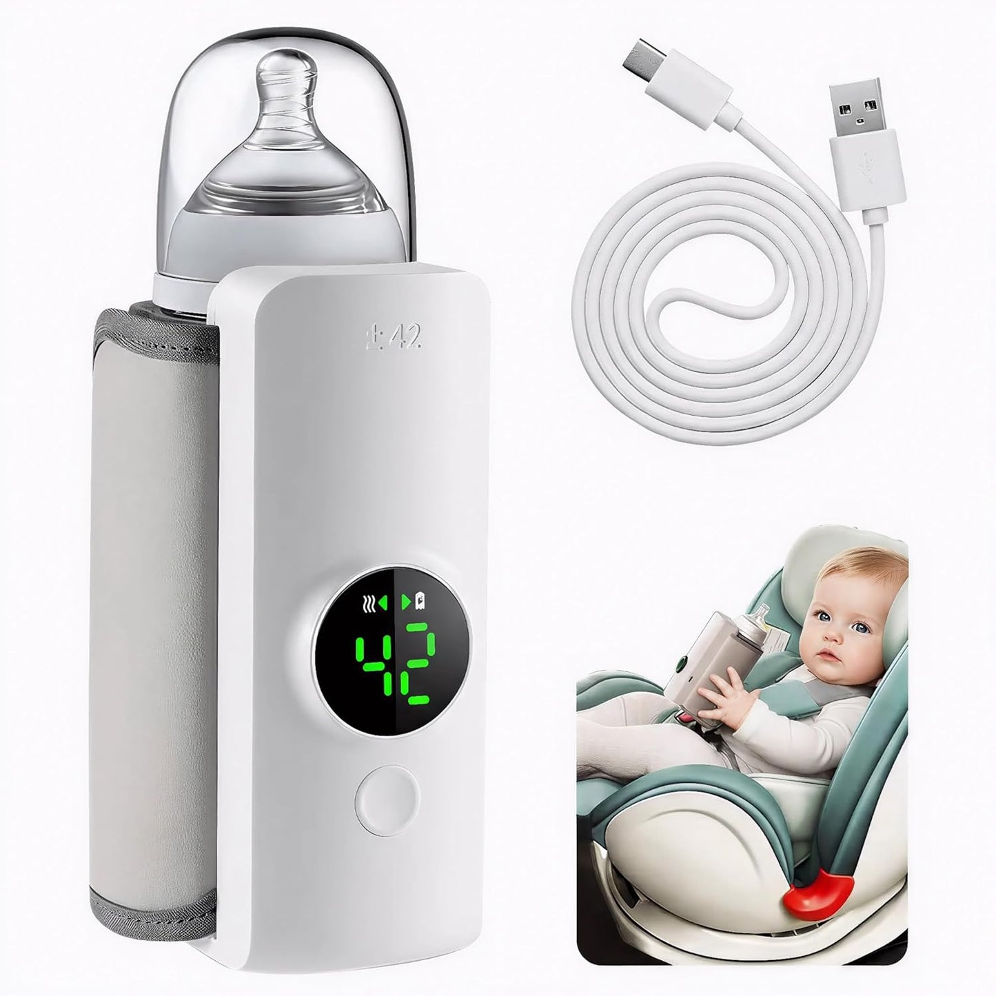 Ultimate Portable Baby Bottle Warmer: Fast Heating, Precise Temperature Control & Cordless Convenience for On-the-Go Parents