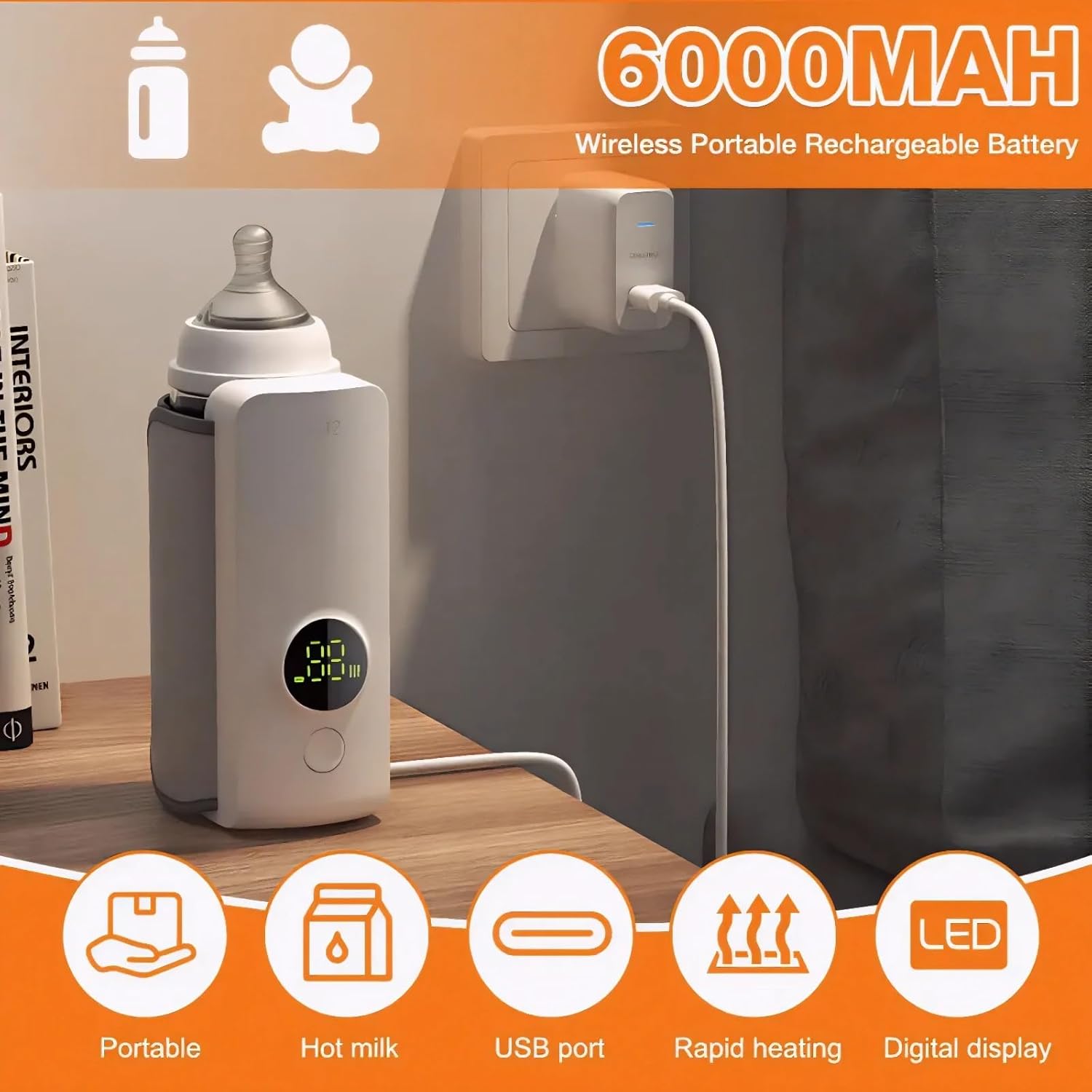 Ultimate Portable Baby Bottle Warmer: Fast Heating, Precise Temperature Control & Cordless Convenience for On-the-Go Parents