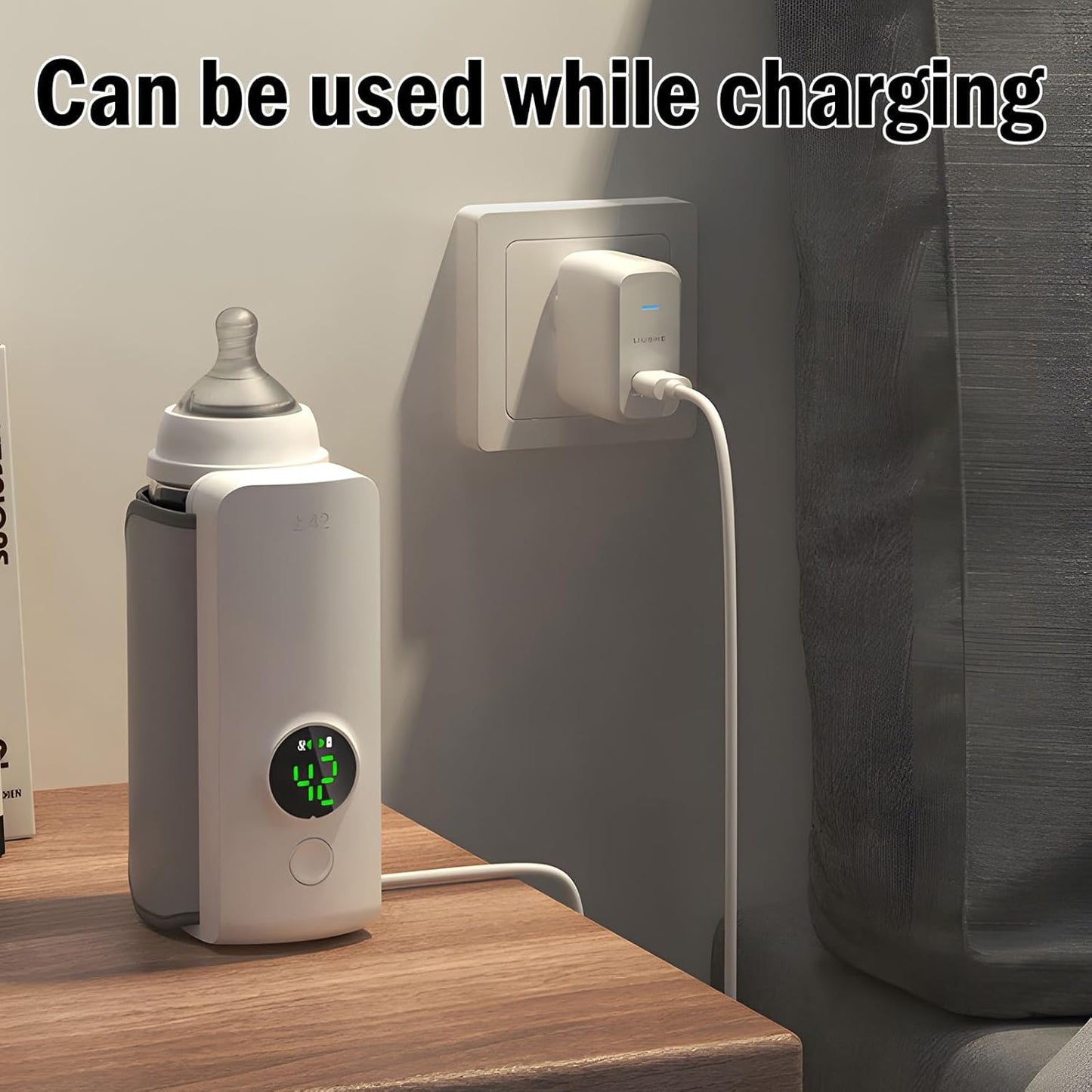 Portable Baby Bottle Warmer – USB Rechargeable Fast Heating with Temperature Control for Travel 