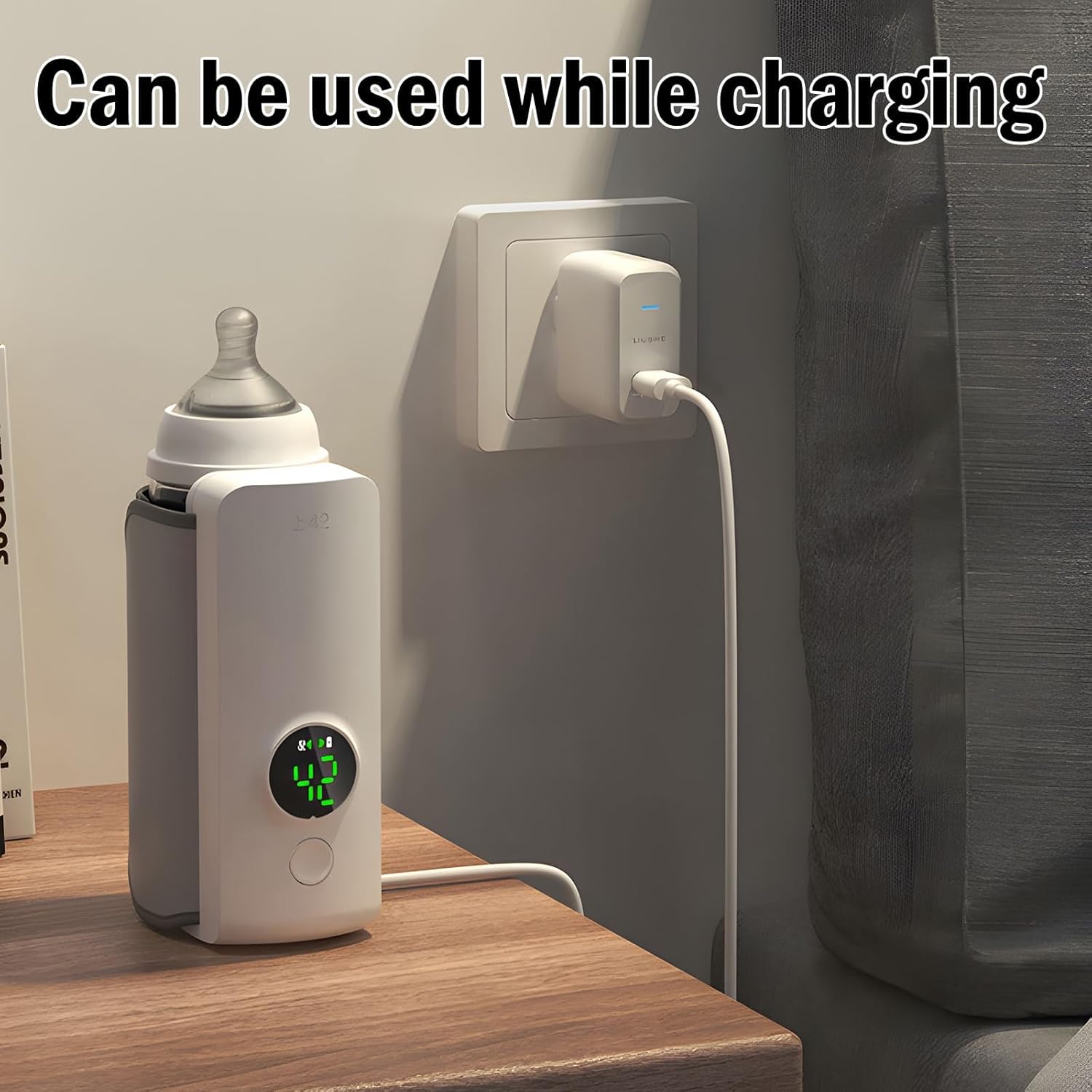 Portable Baby Bottle Warmer – USB Rechargeable Fast Heating with Temperature Control for Travel 