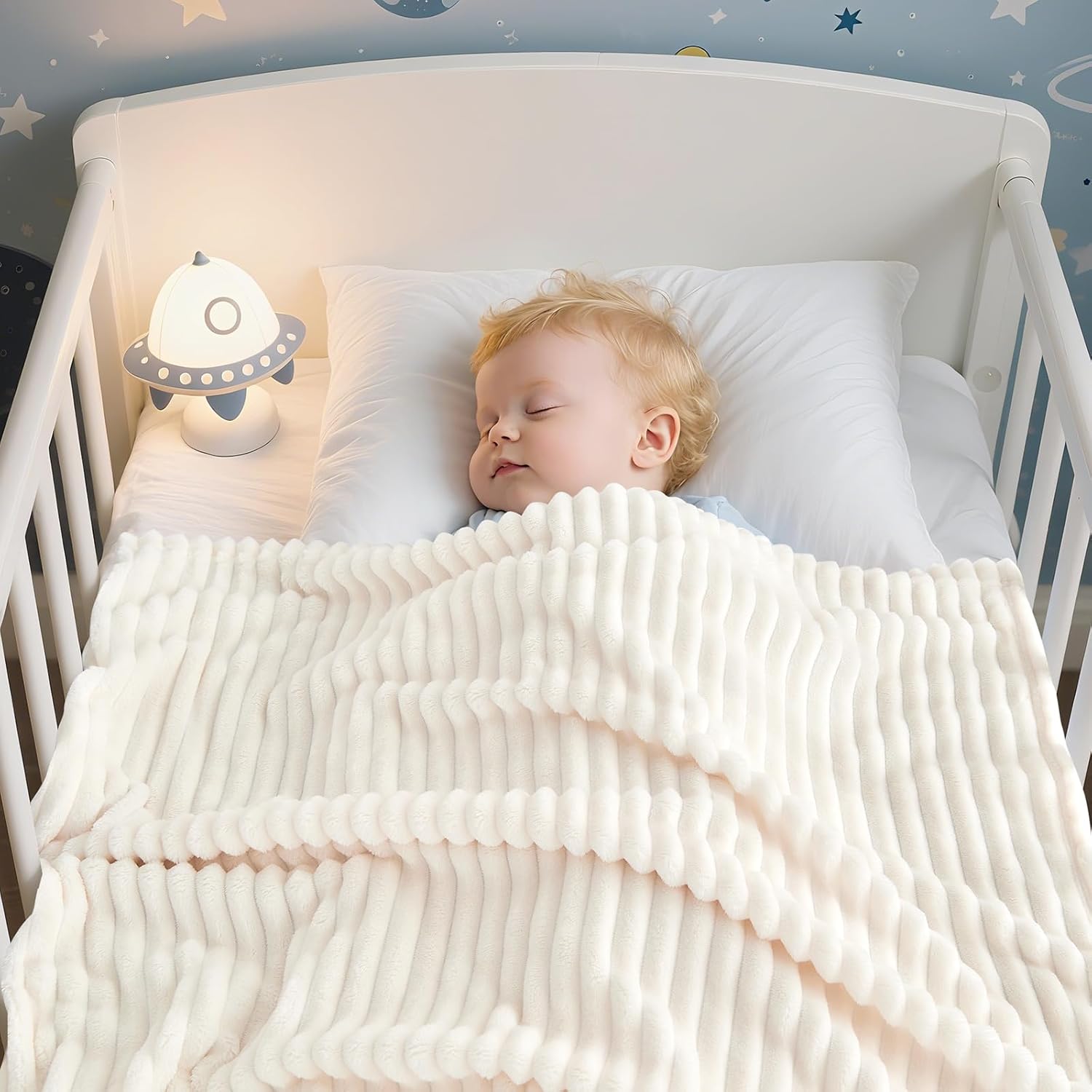 Soft Baby Fleece Blanket – Warm Lightweight Reversible Striped Blanket 30x40