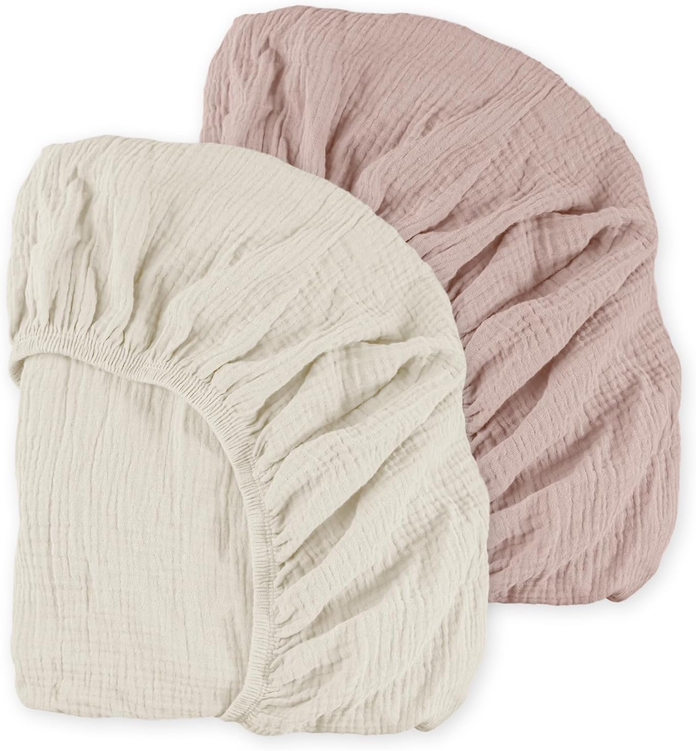 Muslin Bassinet Sheets 2-Pack | Ultra-Soft Breathable Cotton Fitted Sheets
