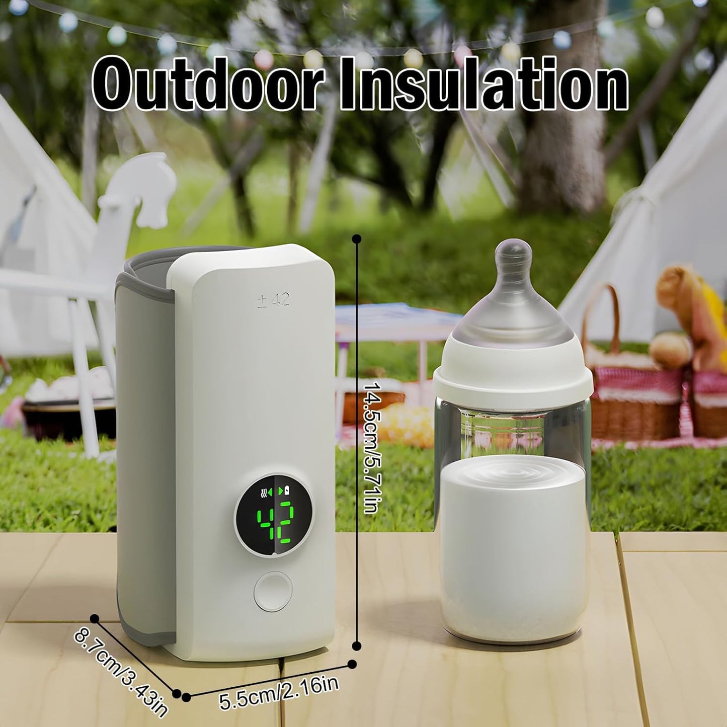 Portable Baby Bottle Warmer – USB Rechargeable Fast Heating with Temperature Control for Travel 