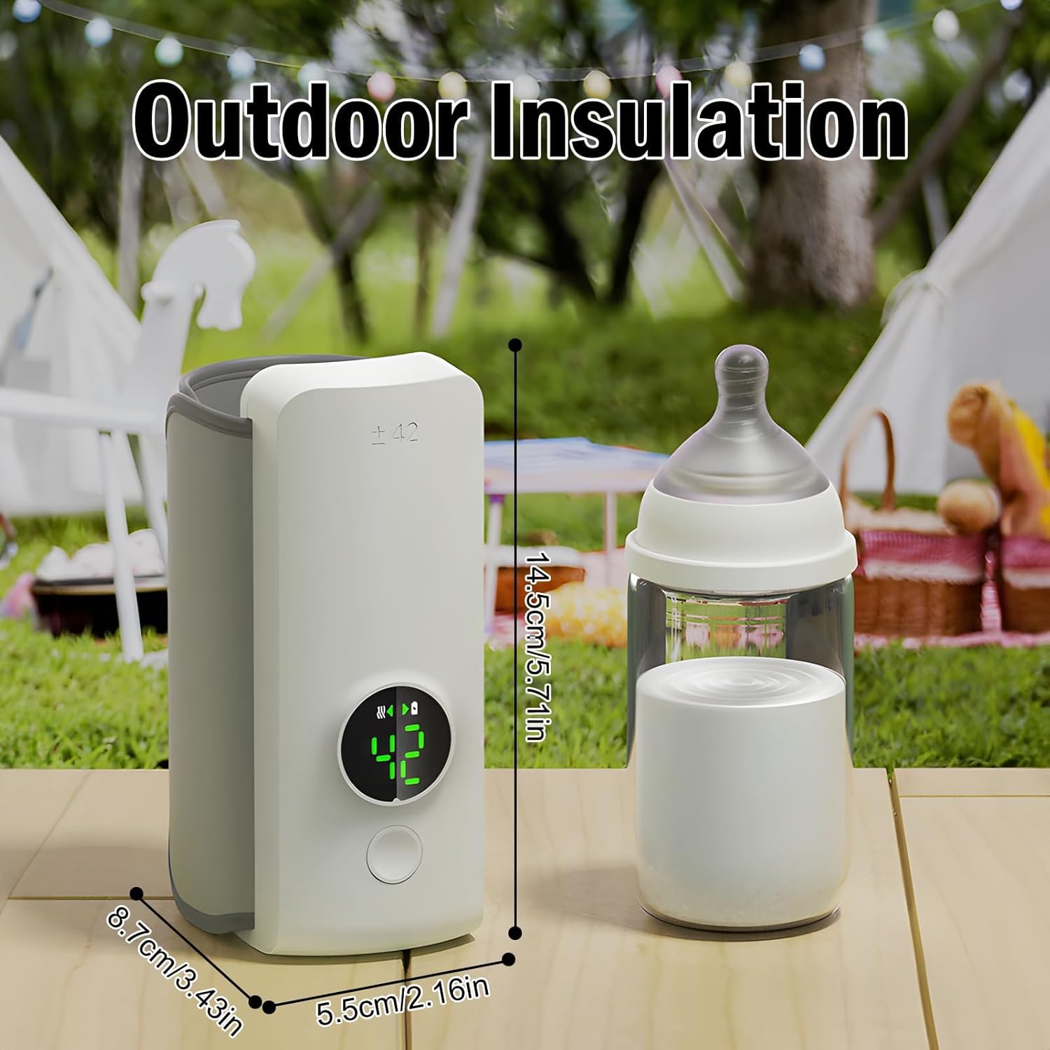 Portable Baby Bottle Warmer – USB Rechargeable Fast Heating with Temperature Control for Travel 
