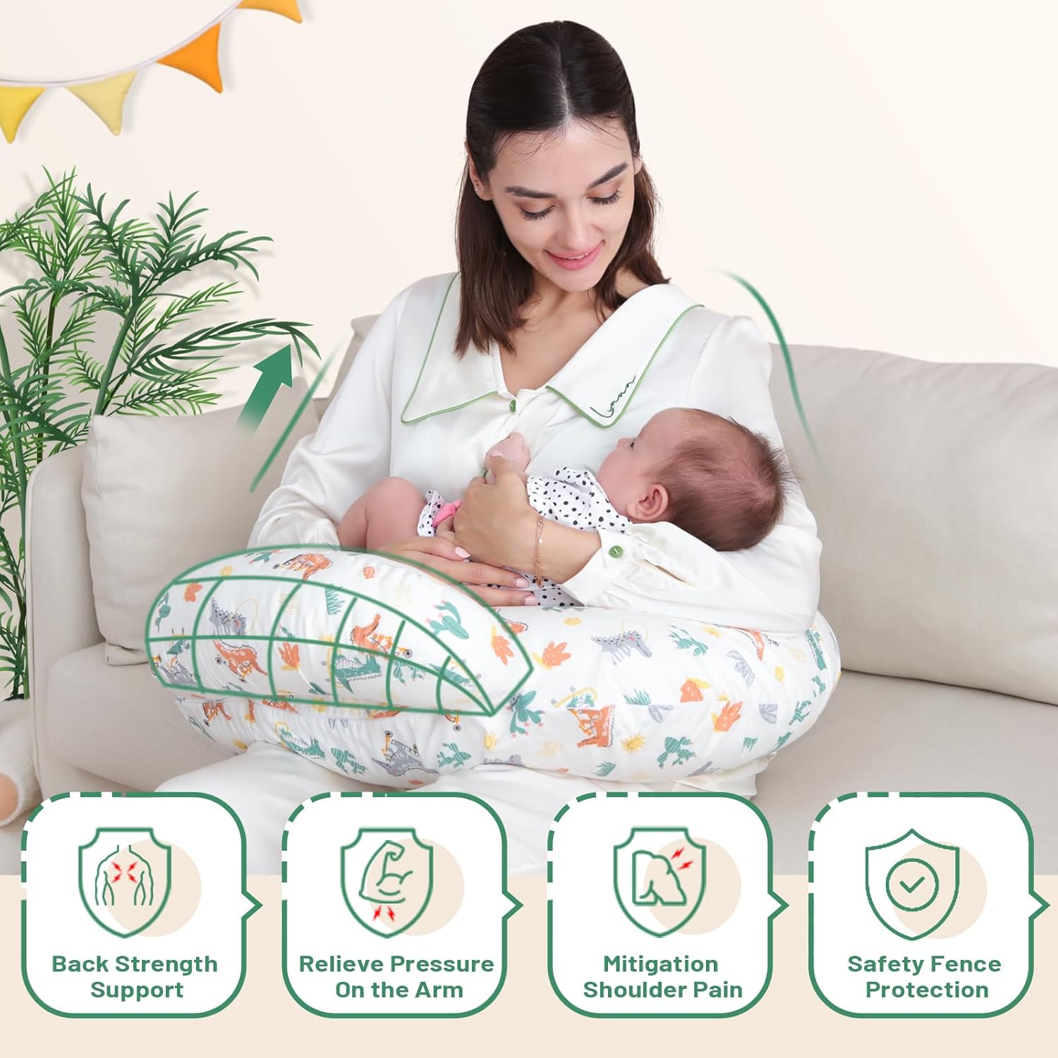 Nursing Pillow for Breastfeeding – Ergonomic Baby Support Pillow with Removable Cotton Cover 🍼