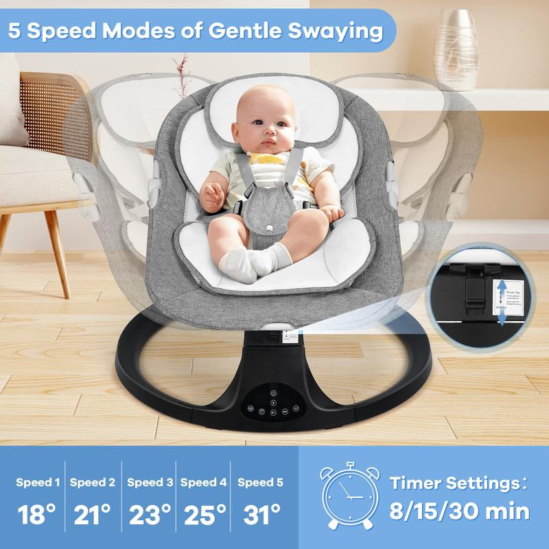 Comfort and Joy: Electric Baby Swing with 5 Soothing Speeds, 10 Lullabies, and Remote Control - Perfect for Infants!