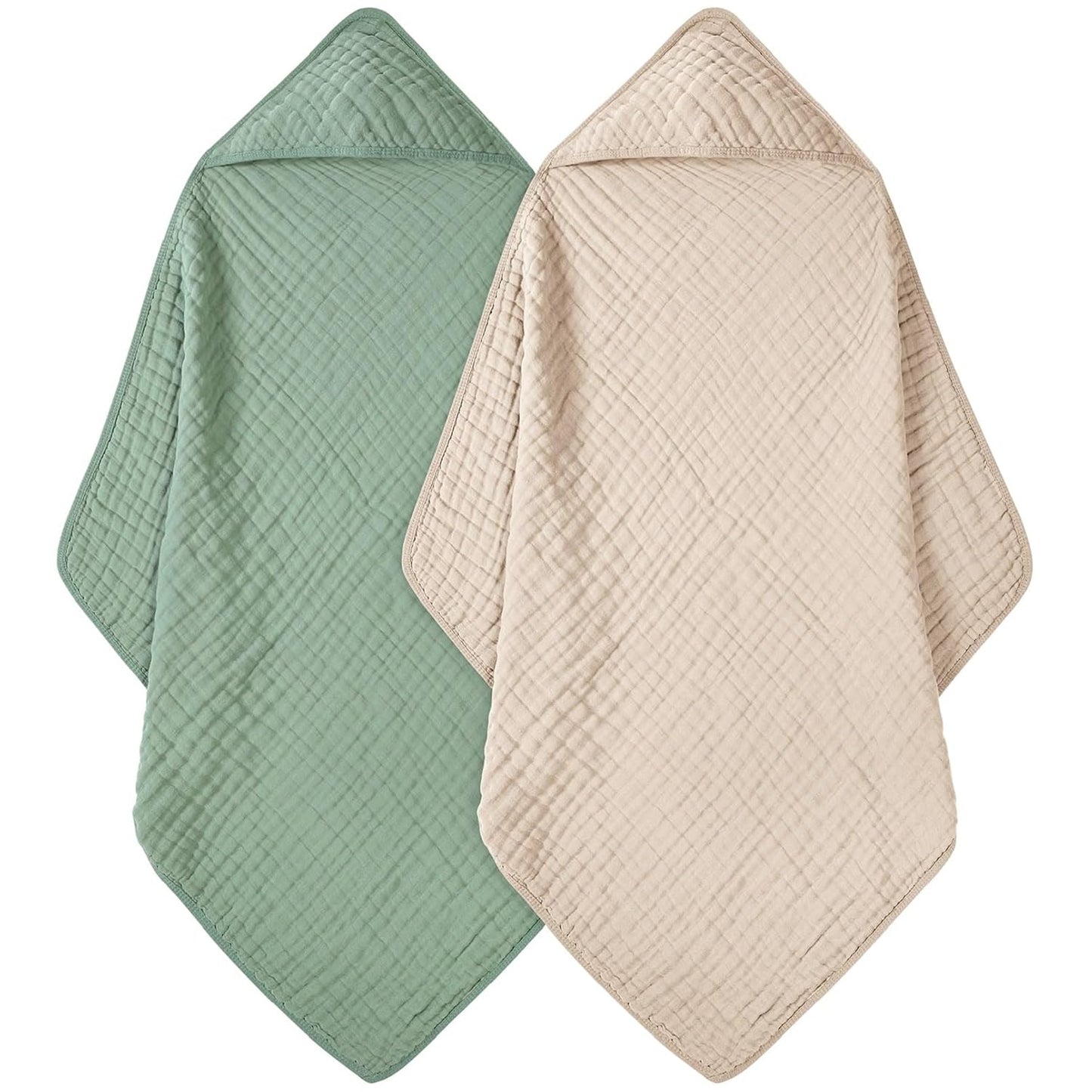2 Pack Muslin Cotton Hooded Baby Towels 32x32" Soft Absorbent Bath Towels 🚚