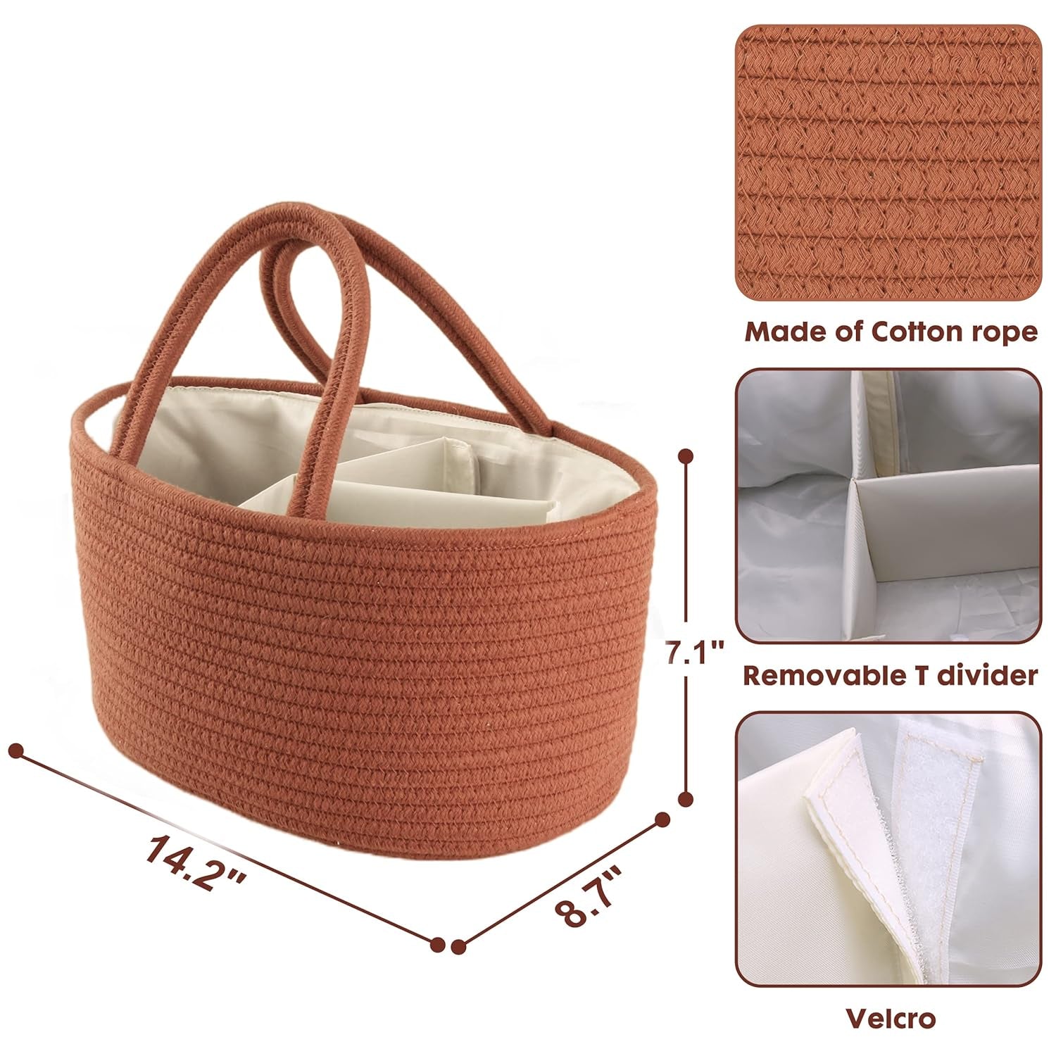 Baby Diaper Caddy Organizer – Portable Cotton Rope Nursery Storage Basket for Newborn Essentials 🧺