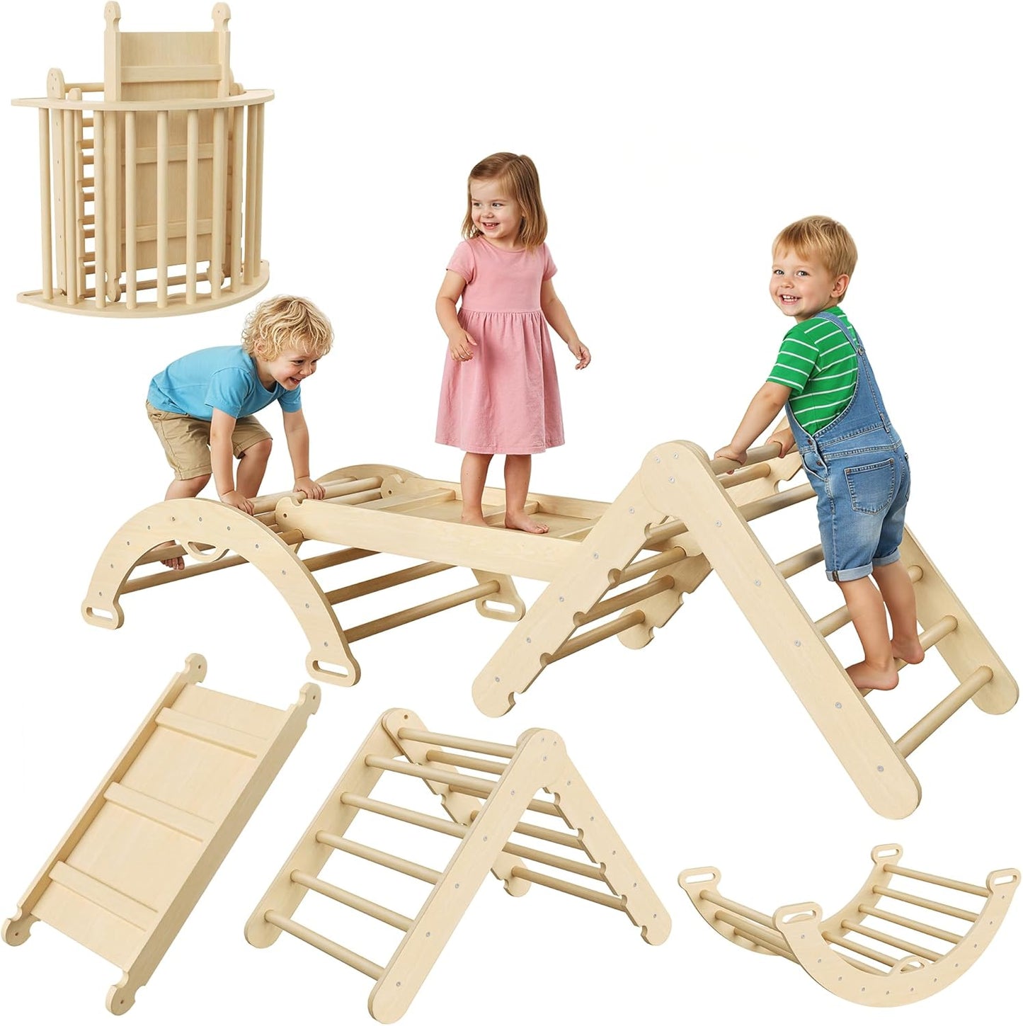 Wooden Climbing Adventure Set | Foldable Indoor Play Gym for Active Toddlers