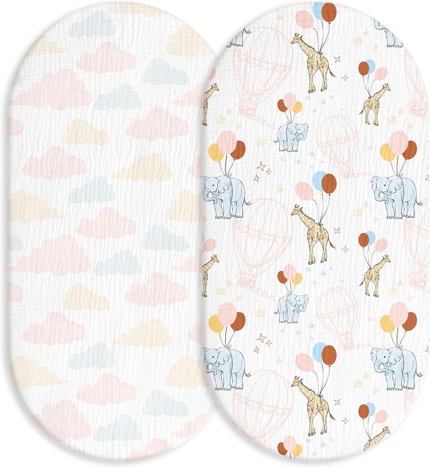 Muslin Bassinet Sheets 2-Pack | Ultra-Soft Breathable Cotton Fitted Sheets