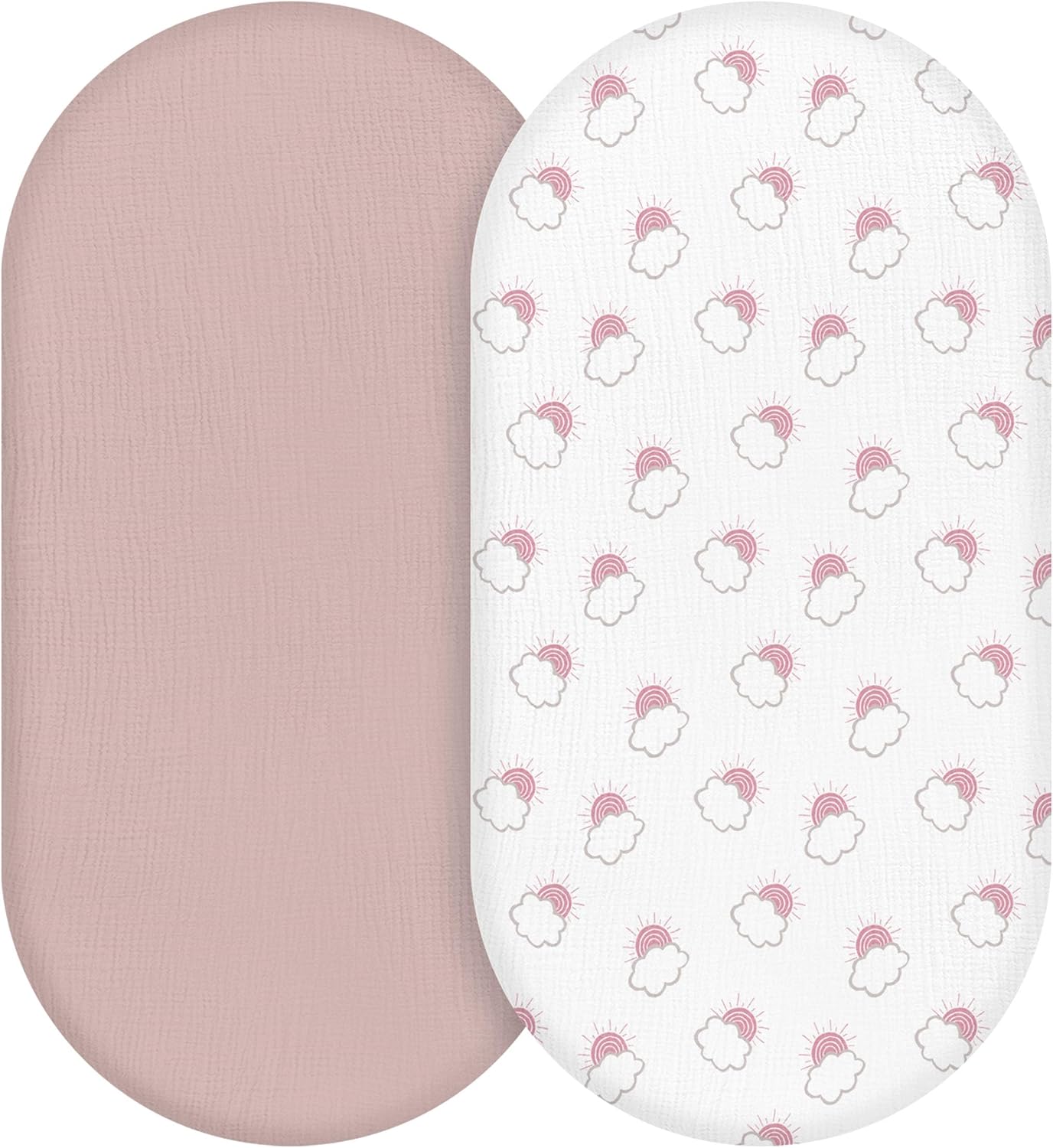 Muslin Bassinet Sheets 2-Pack | Ultra-Soft Breathable Cotton Fitted Sheets
