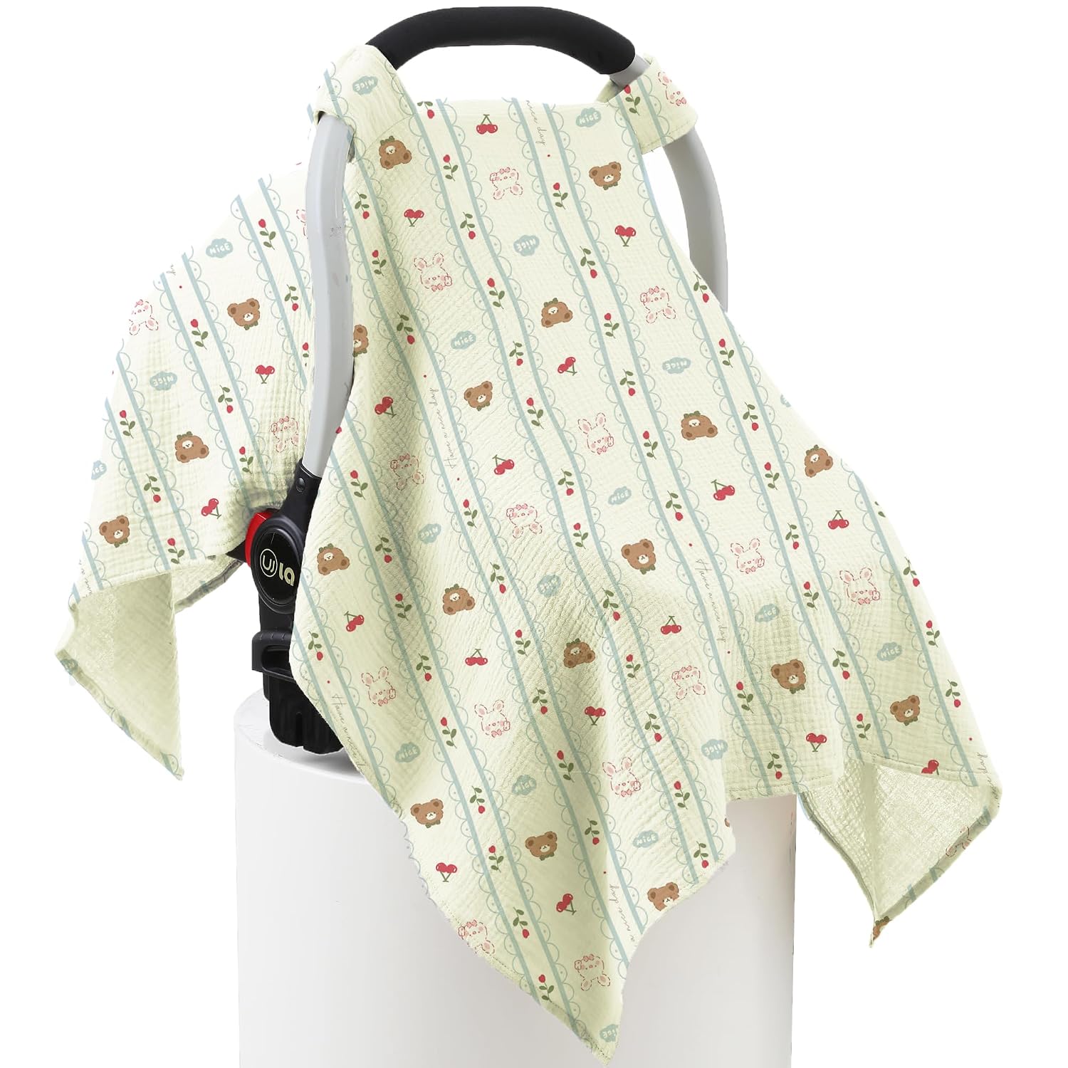 Muslin Cotton Baby Car Seat Cover | Breathable Multi-Use Canopy Cover