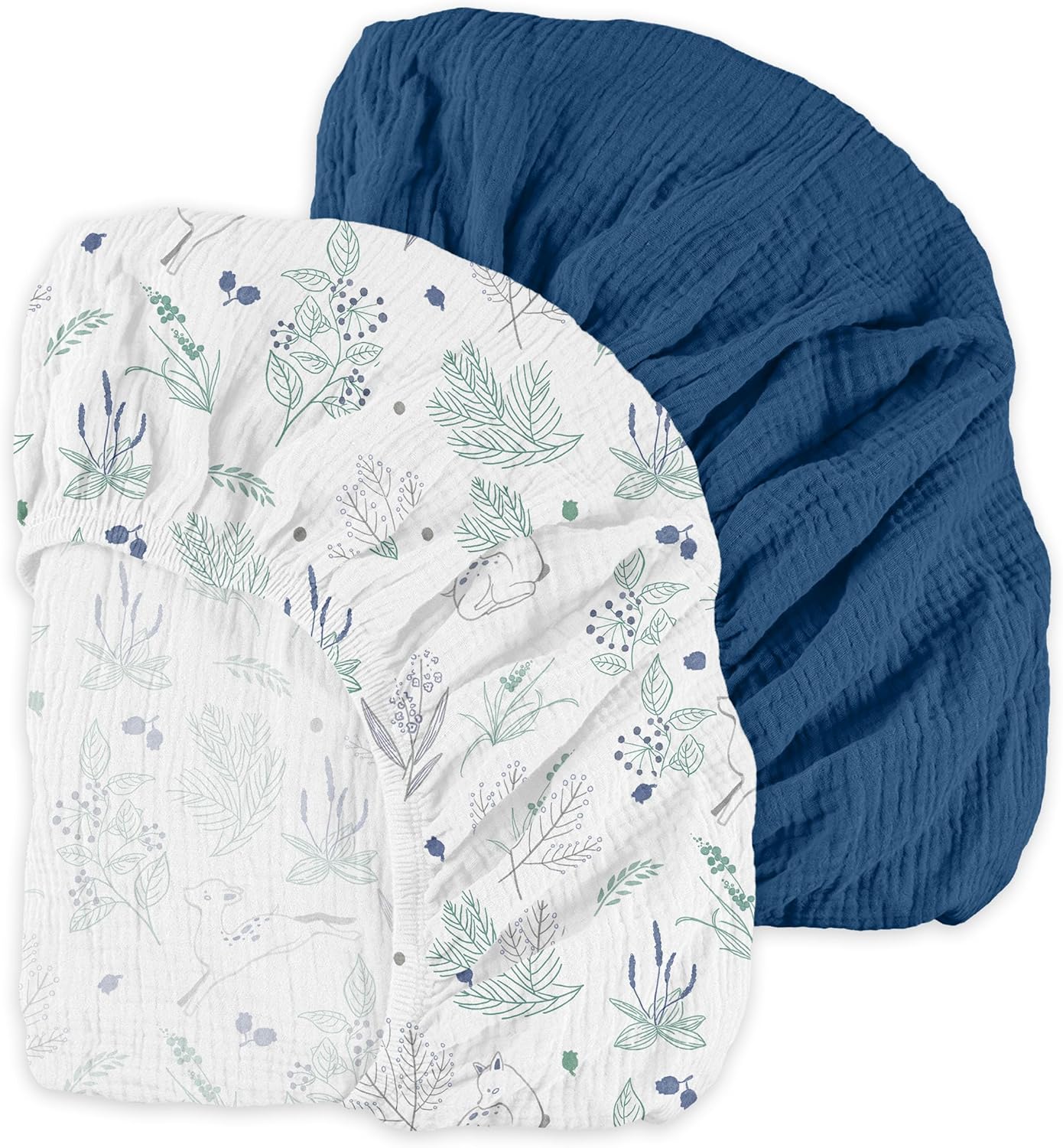 Muslin Bassinet Sheets 2-Pack | Ultra-Soft Breathable Cotton Fitted Sheets
