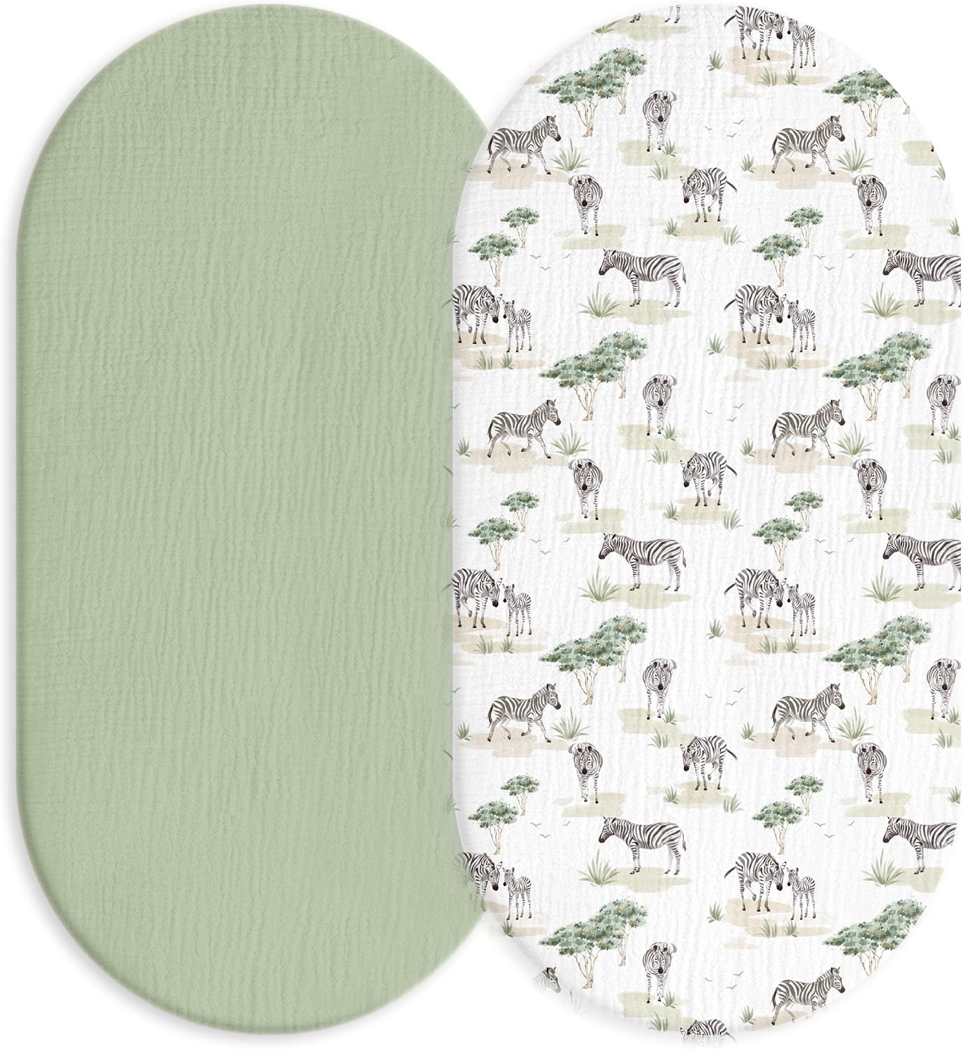 Muslin Bassinet Sheets 2-Pack | Ultra-Soft Breathable Cotton Fitted Sheets