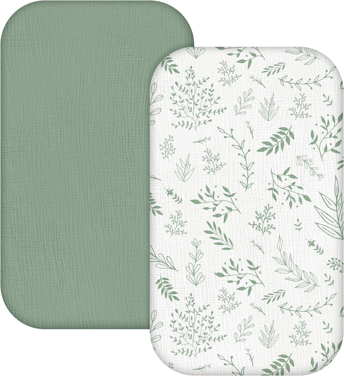Muslin Bassinet Sheets 2-Pack | Ultra-Soft Breathable Cotton Fitted Sheets